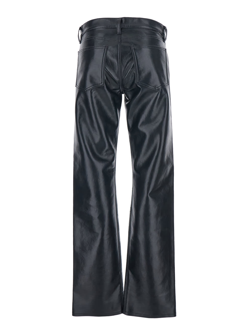 Agolde Black Pants With Belt Loops In Leather Blend Woman In Black