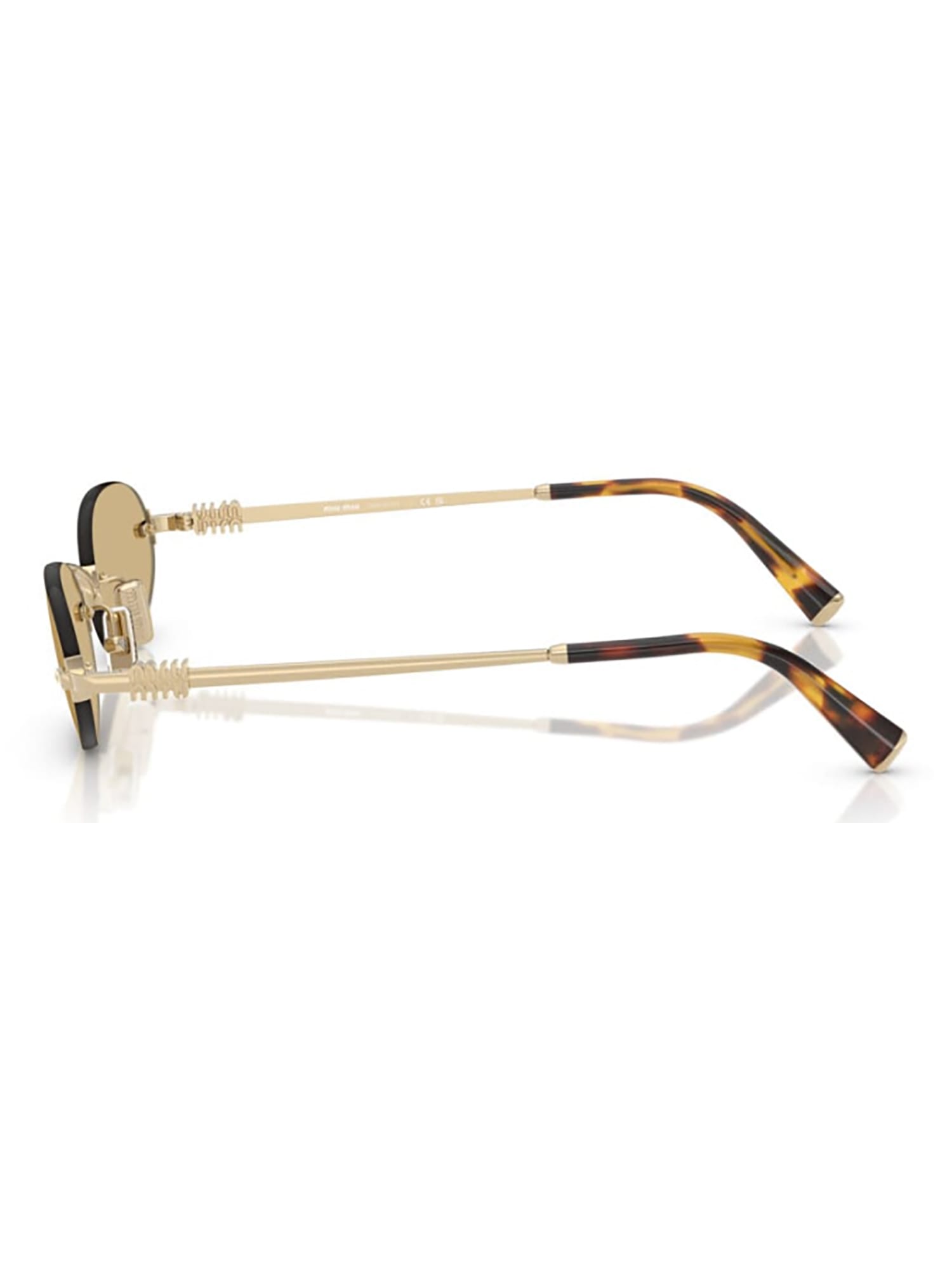Miu Miu Eyewear Oval Frame Sunglasses In Gold