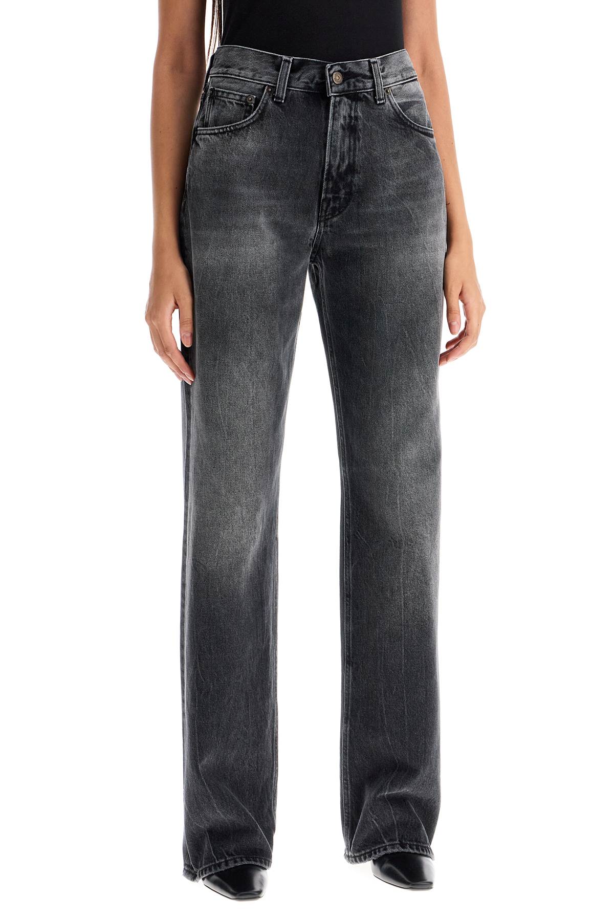 Shop Haikure Korean Straight-cut Jeans In Spider Black (grey)