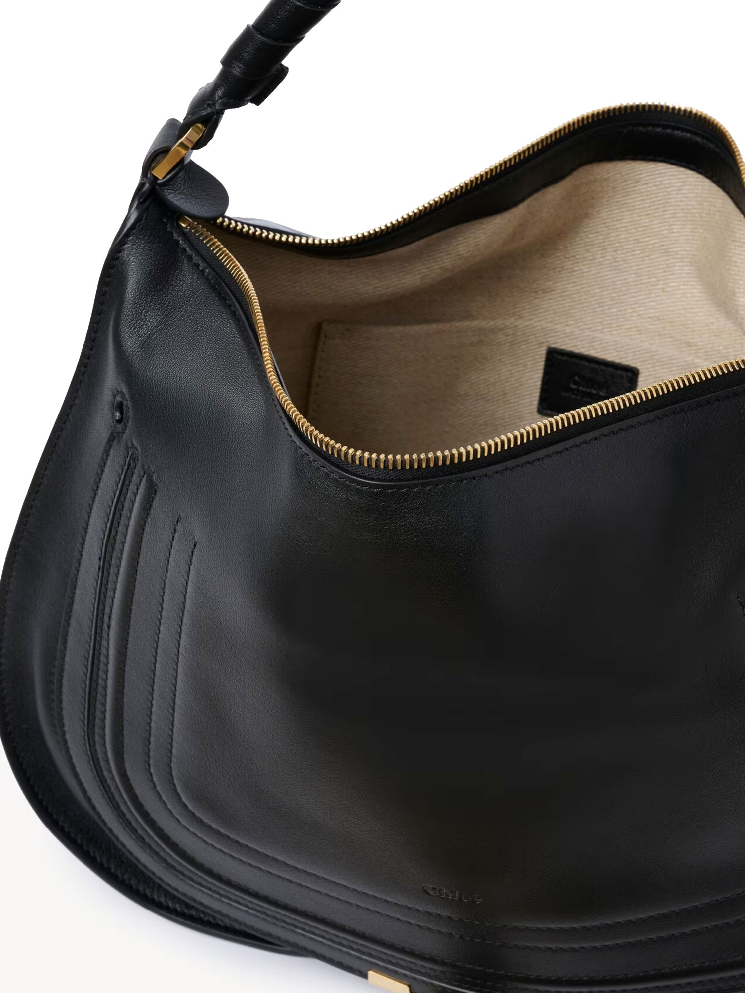 Chloé Marcie Medium Leather Shoulder Bag In Black