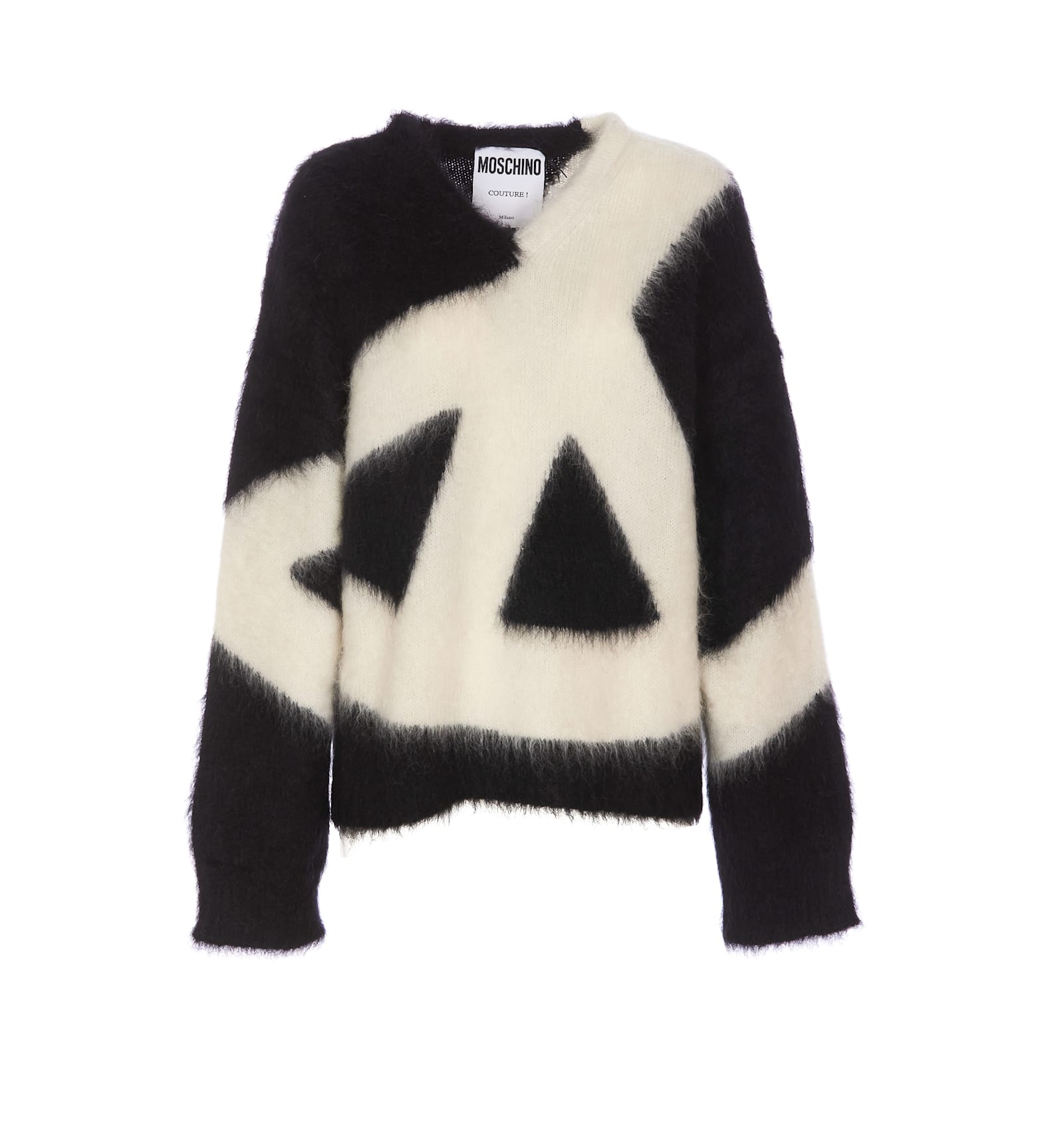 Shop Moschino Peace Mohair Pullover In Black