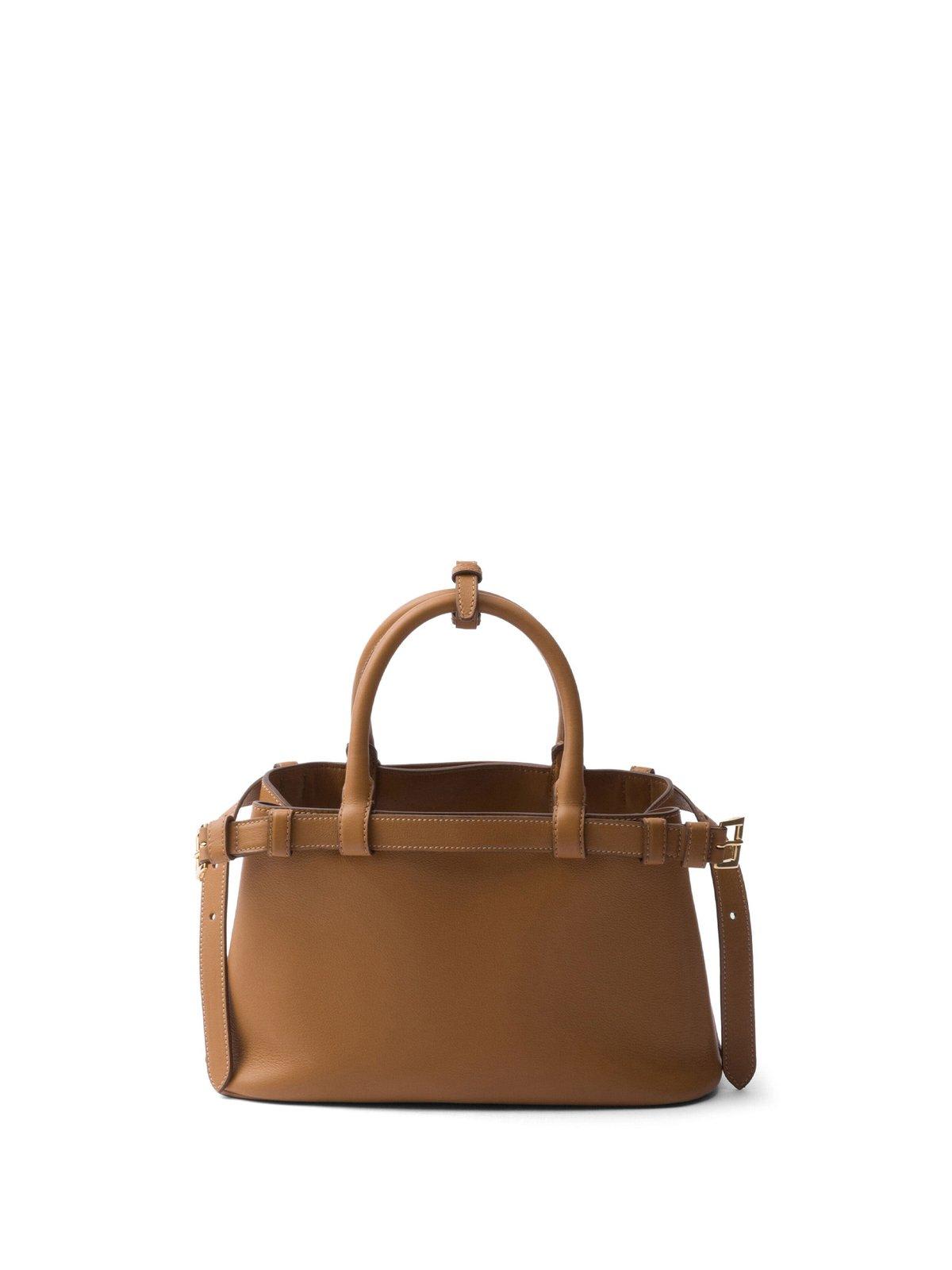 Shop Prada Logo-printed Handbag In Caramel 0