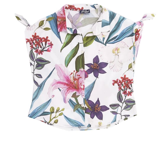 MC2 Saint Barth Tropical Flowers Jumbo Print Girls Shirt Dress