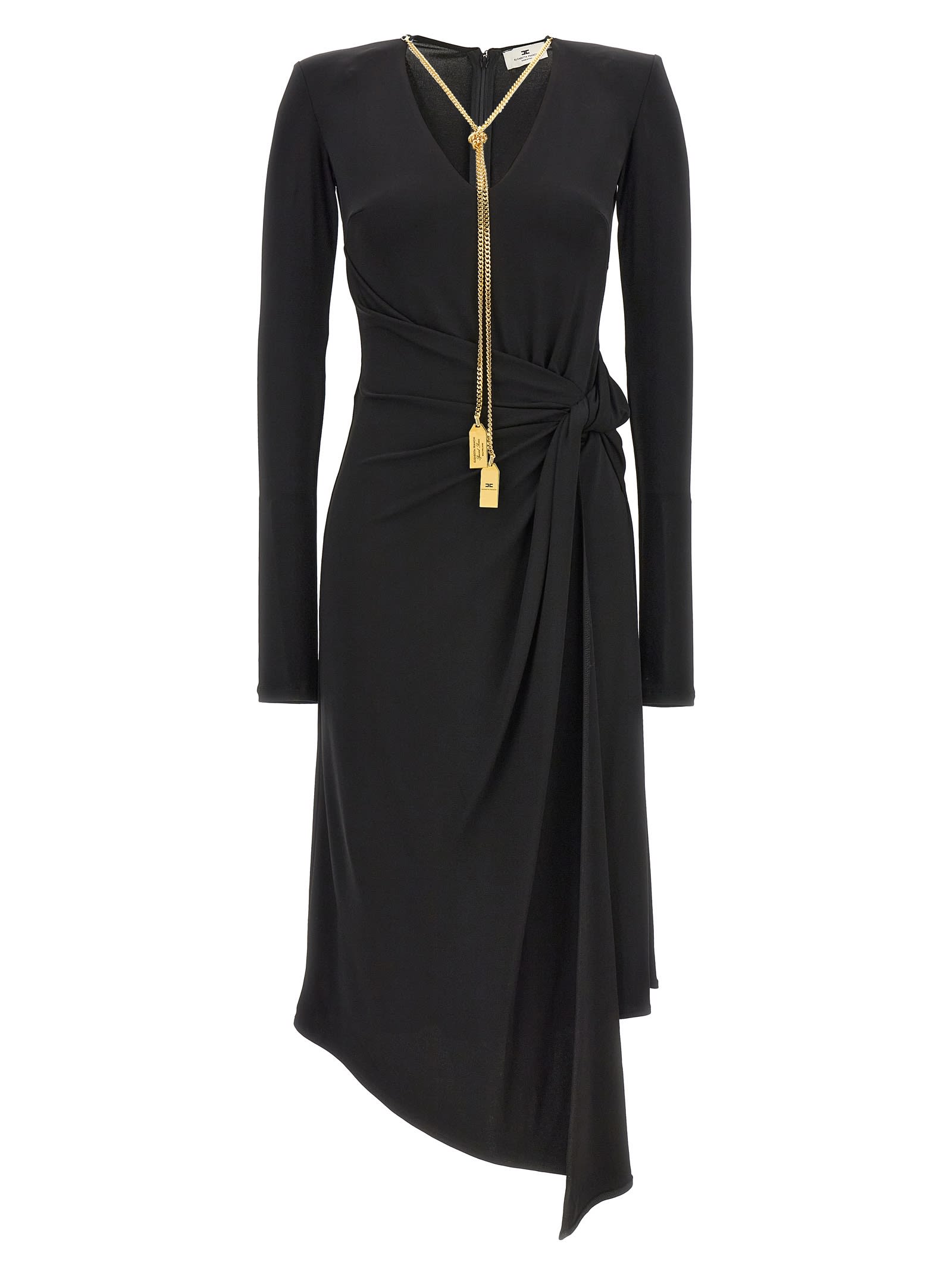 Shop Elisabetta Franchi Chain Dress In Black