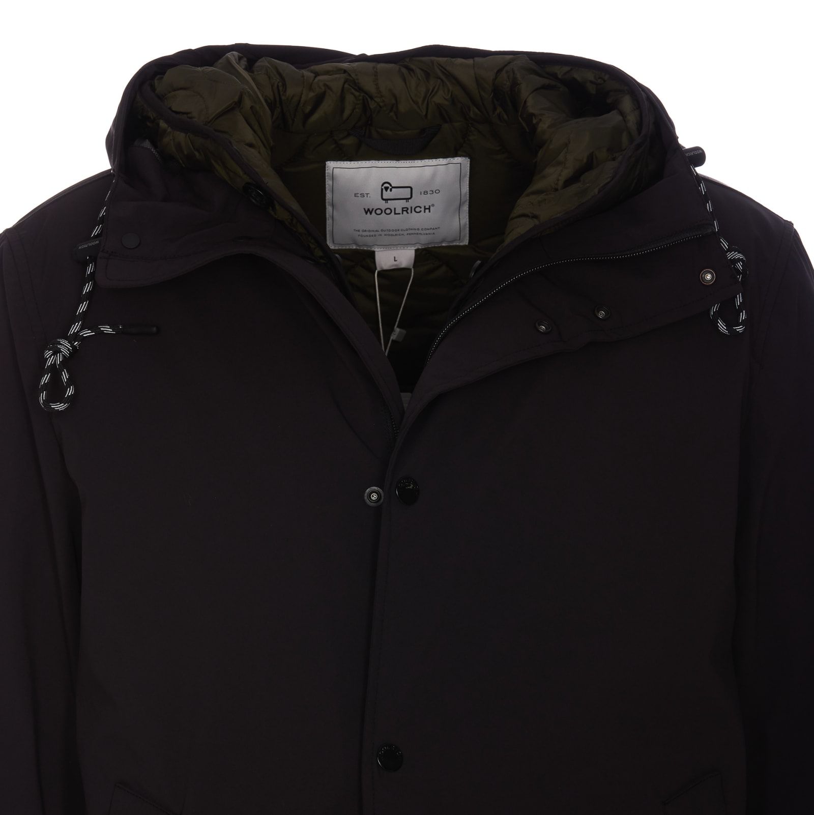 Shop Woolrich Stretch Padded Coat In Nero