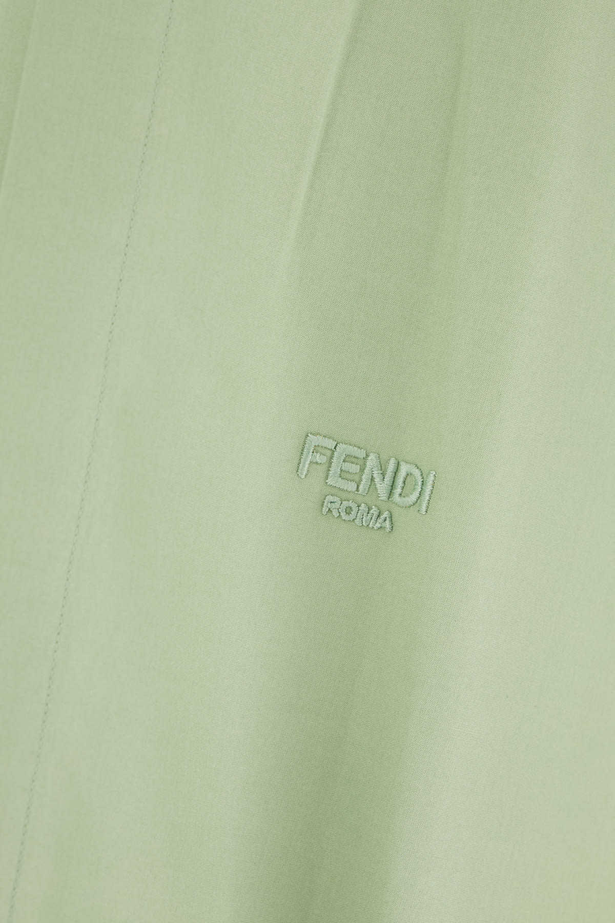 Fendi Contrast-collar Logo-embroidered Shirt In Green