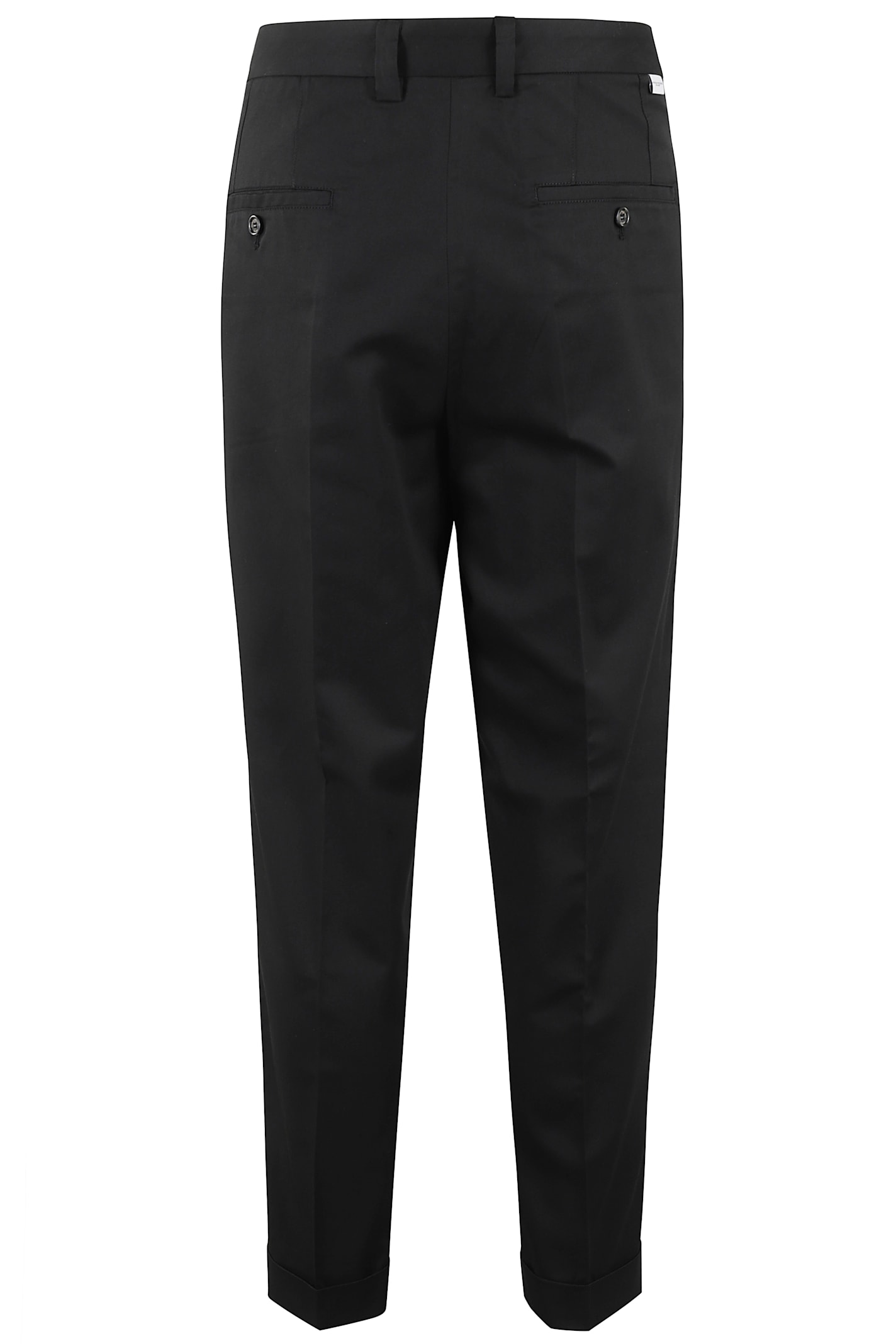Paolo Pecora Relaxed Fit Chinos With Ankle Cuffs In Nero