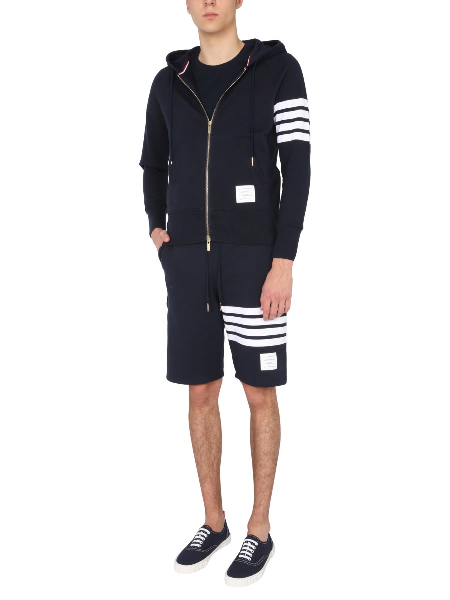 Shop Thom Browne Zipper Hoodie In Blue