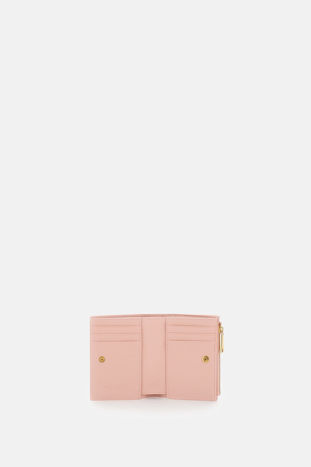 Bottega Veneta Small Bi-fold Wallet Pink In Intrecciato In Pink
