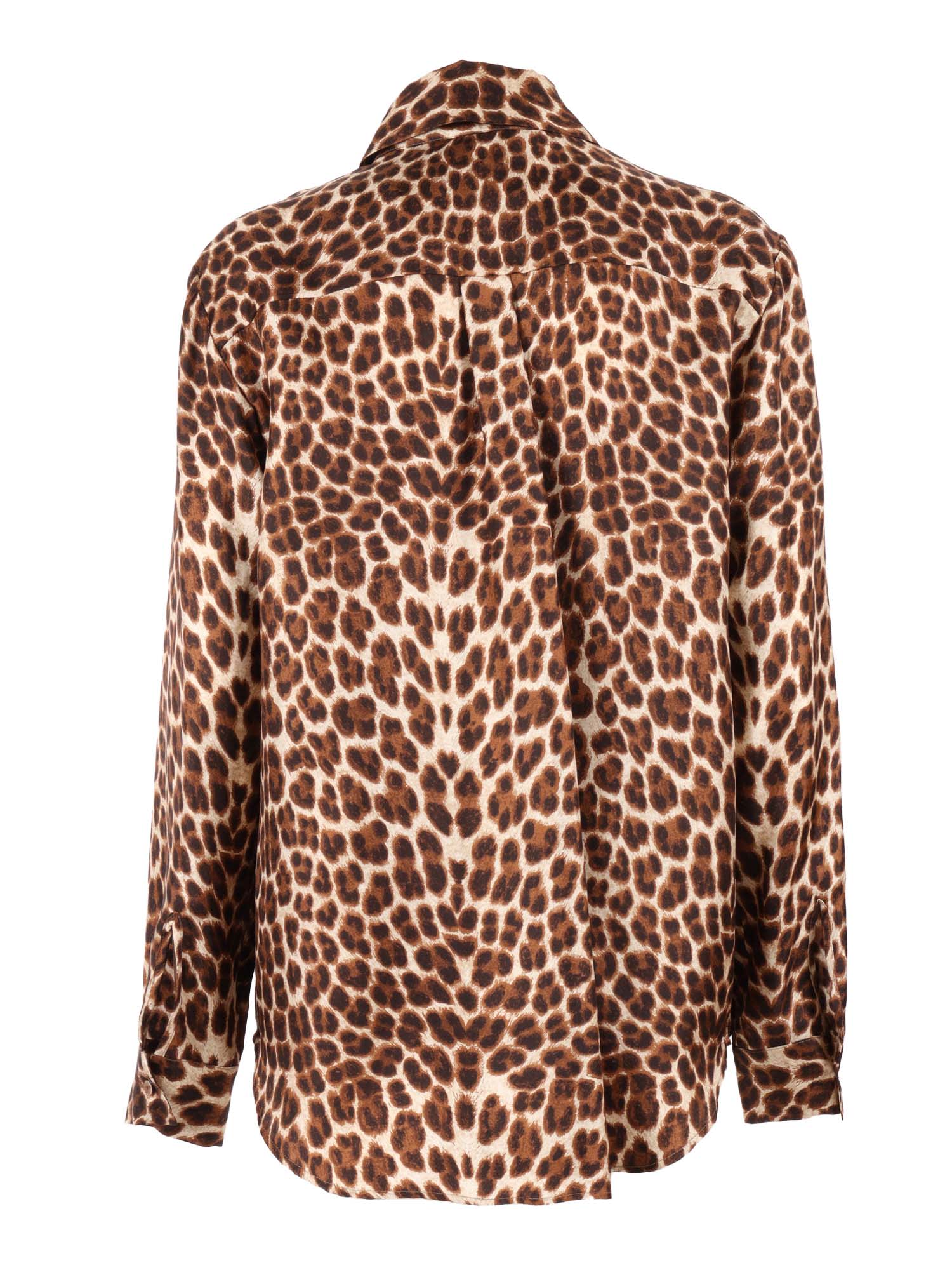 P.a.r.o.s.h . Leopard Print Silk Shirt With Pointed Collar And Overfit Silhouette In Multi