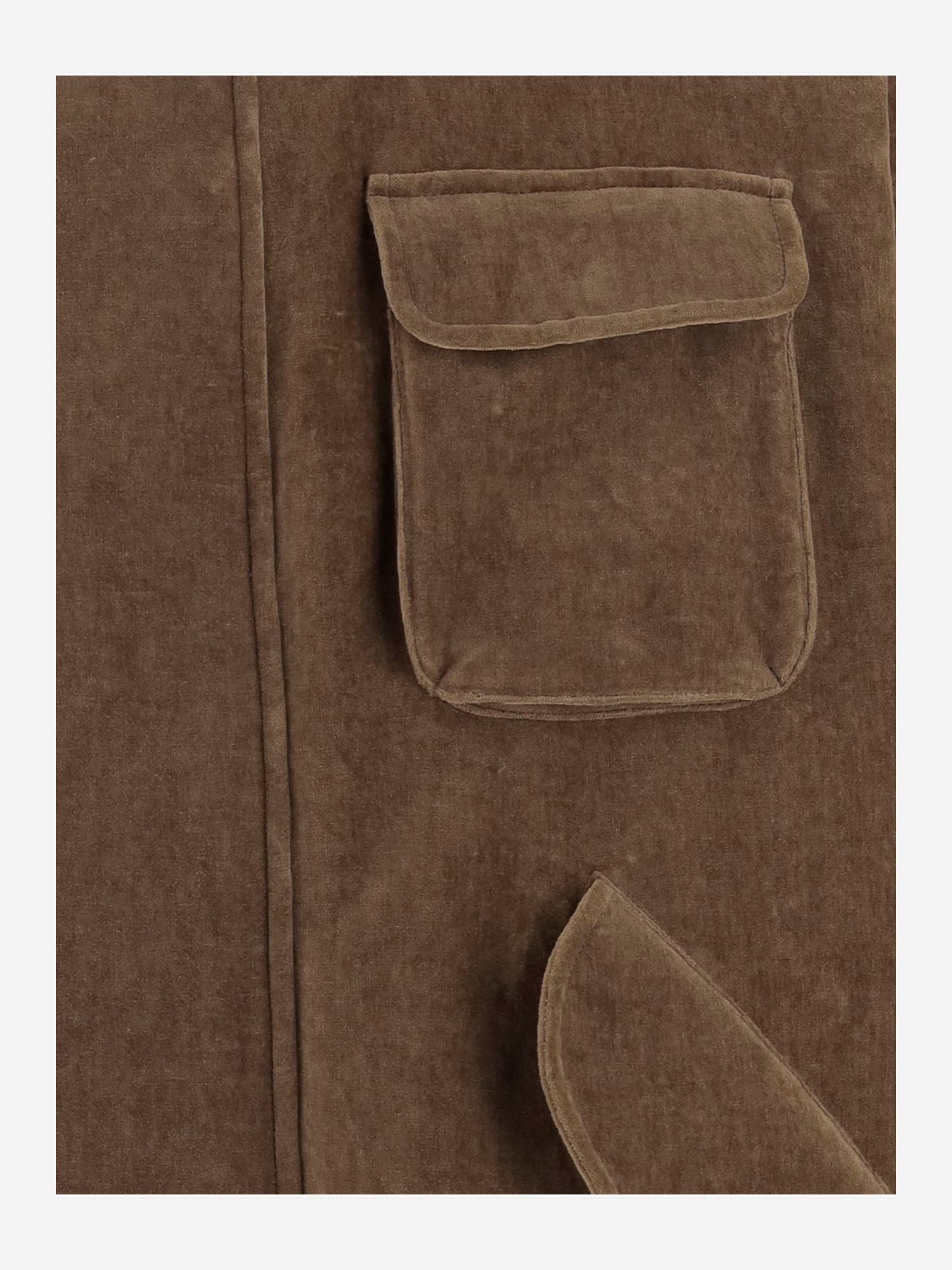 Giorgio Armani Cotton And Linen Jacket With Classic Shirt Collar And Hidden Button Closure In Brown