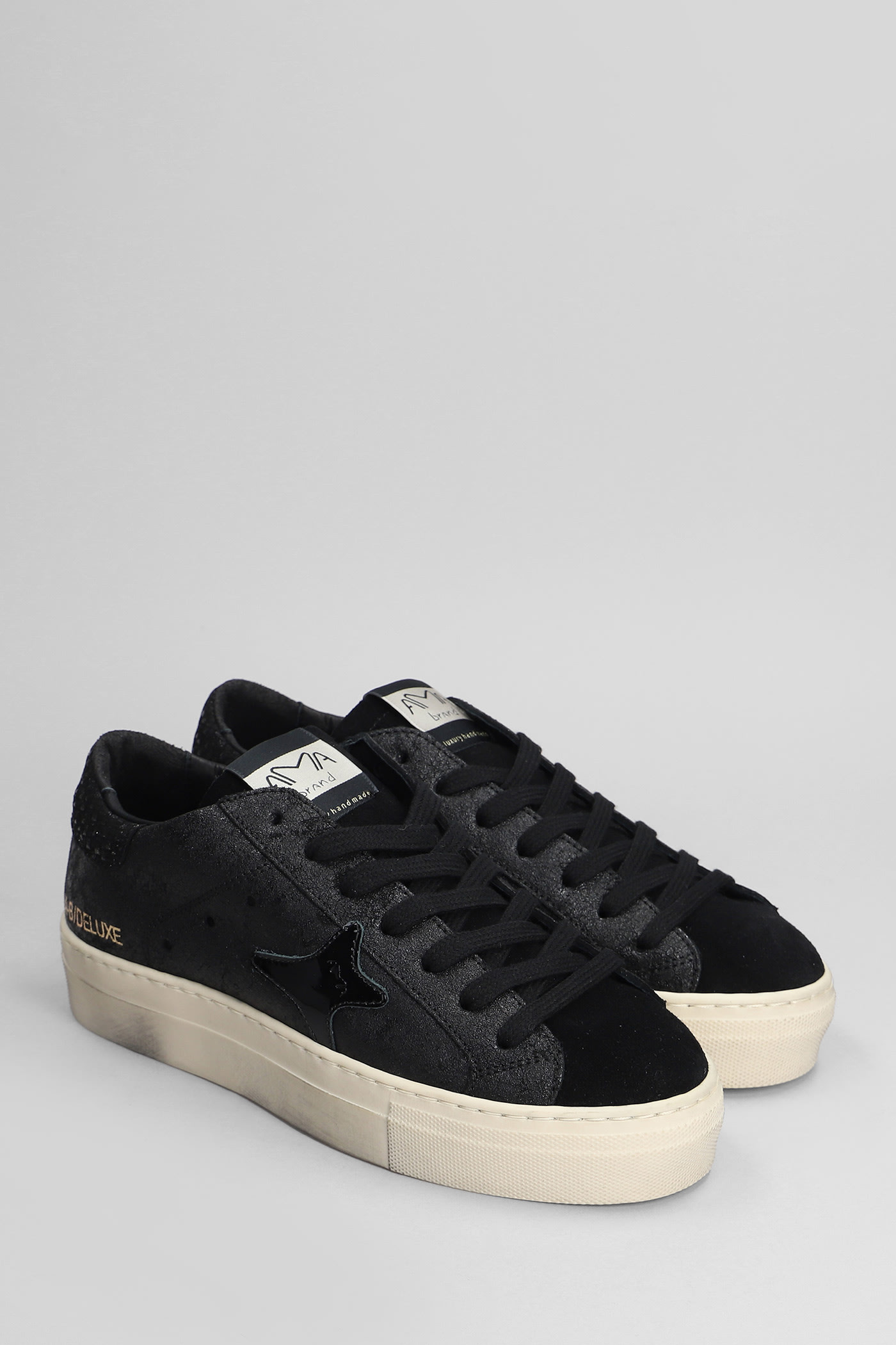 Shop Ama Brand Sneakers In Black Suede And Leather