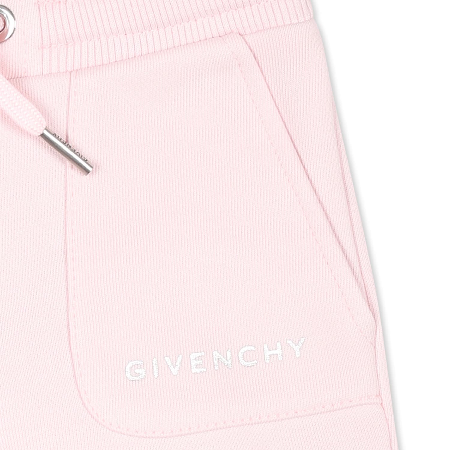 Givenchy Pink Trousers For Baby Girl With Logo And Iconic 4g Motif In Pink