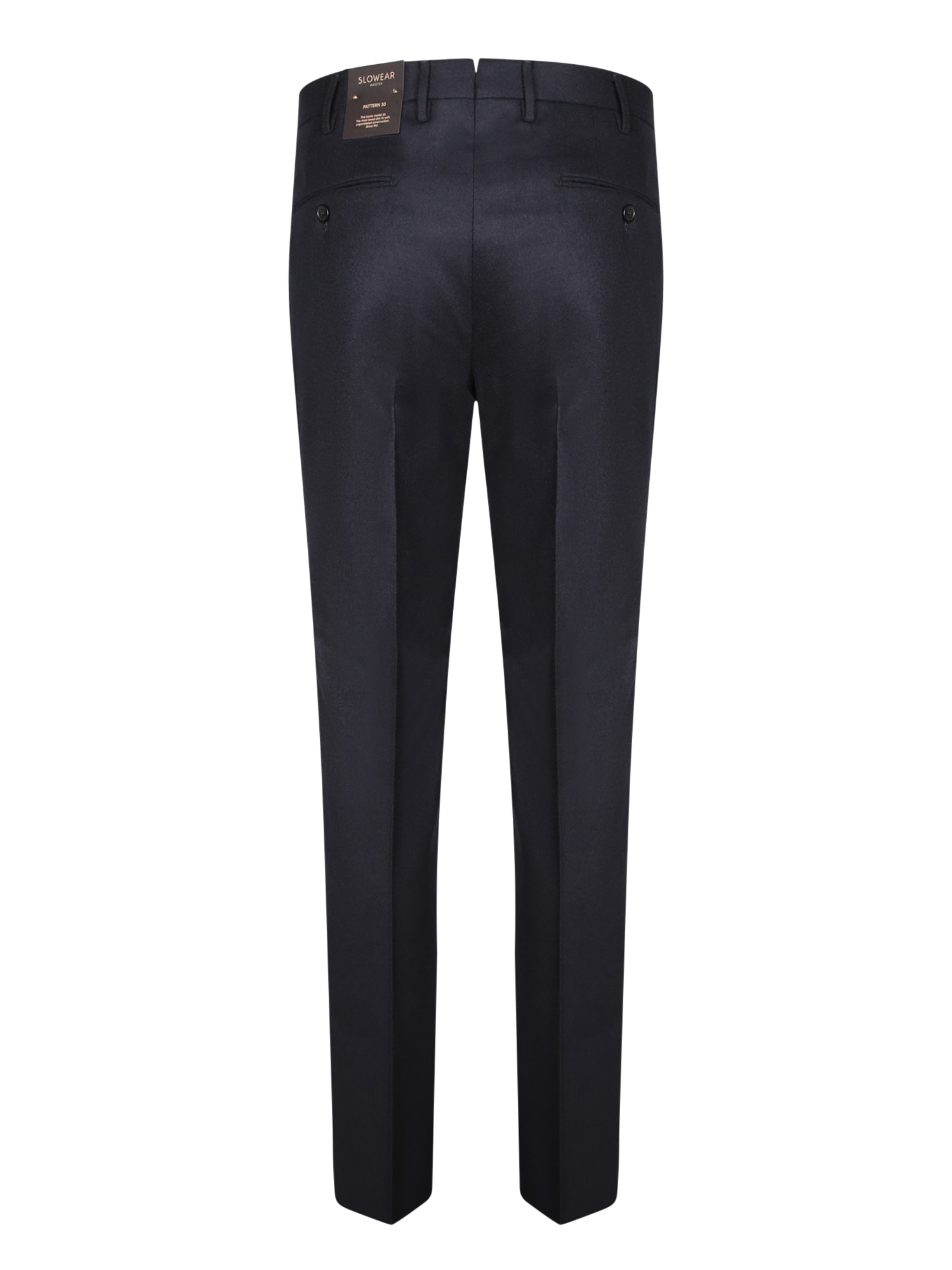 Incotex Dark Blue Wool Flannel Trousers In Blue