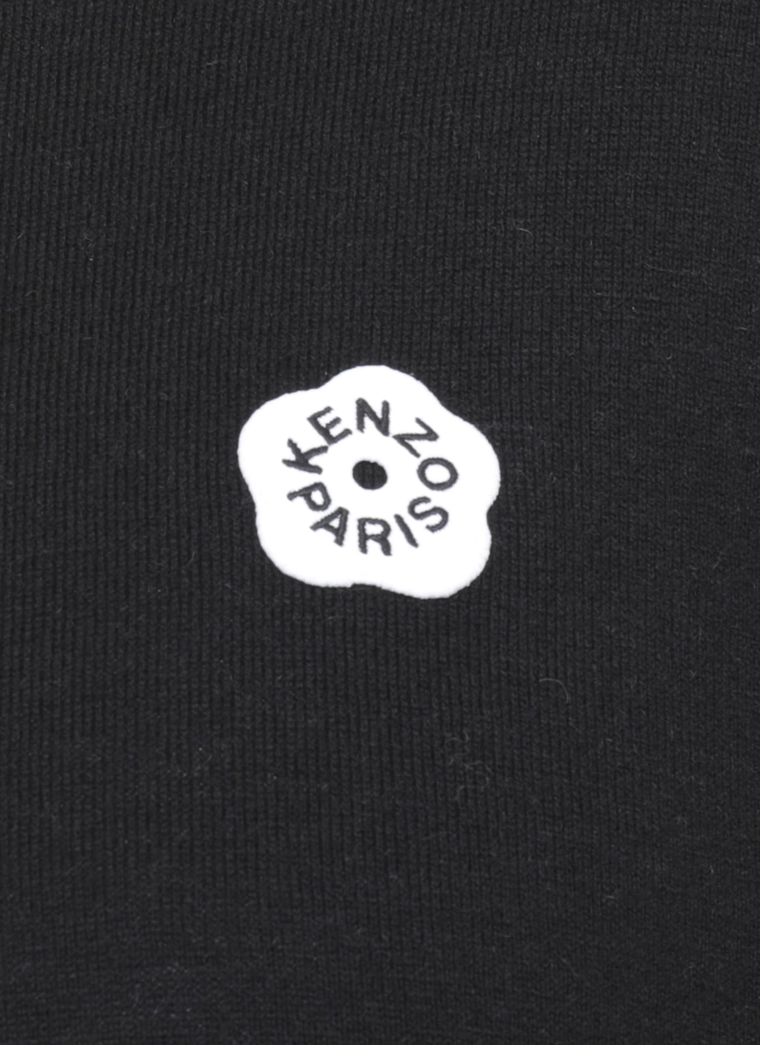 Kenzo High Neck Long Sleeve Knit Sweater In Black