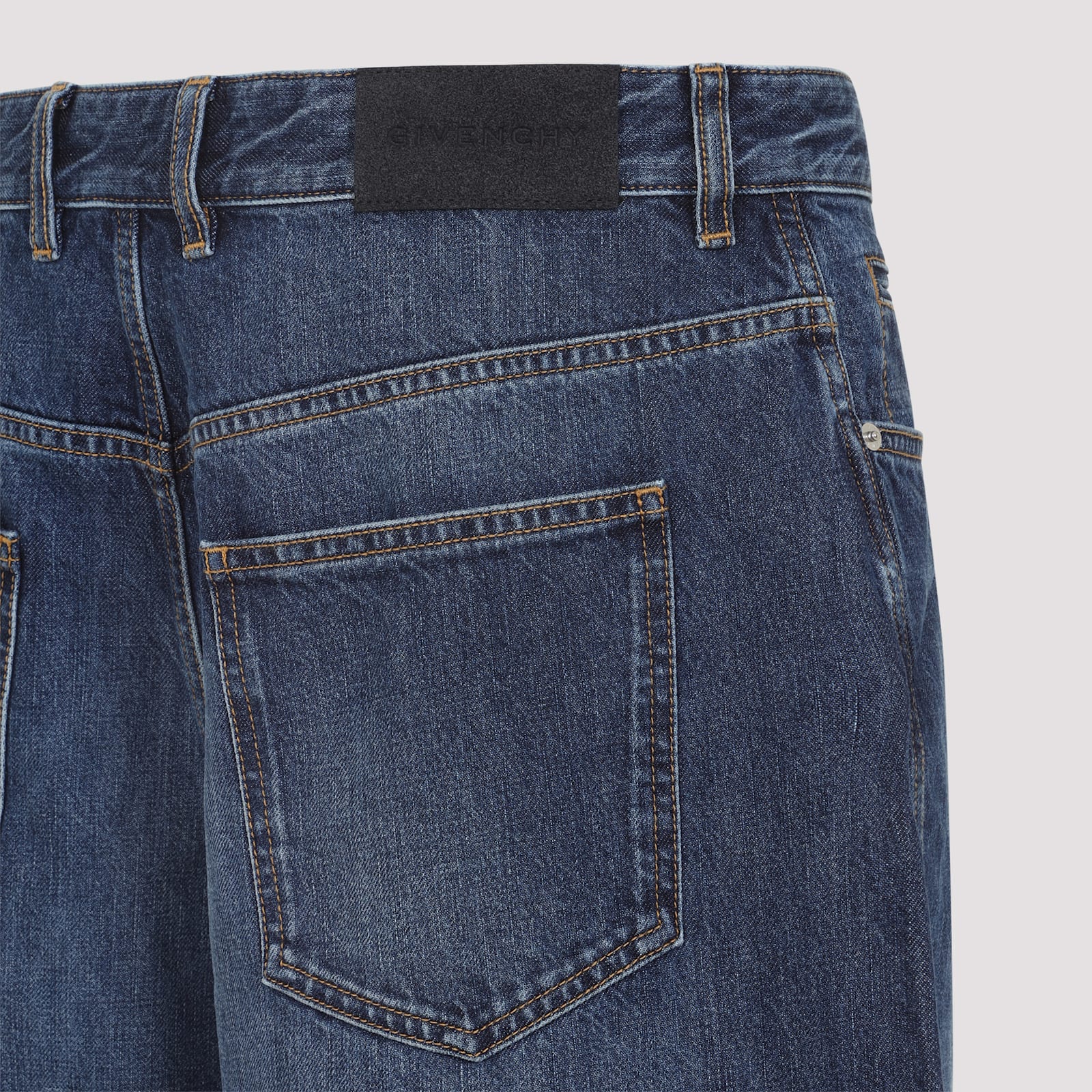 Givenchy Denim Trousers With Belt Loops And Contrast Stitching In Blue