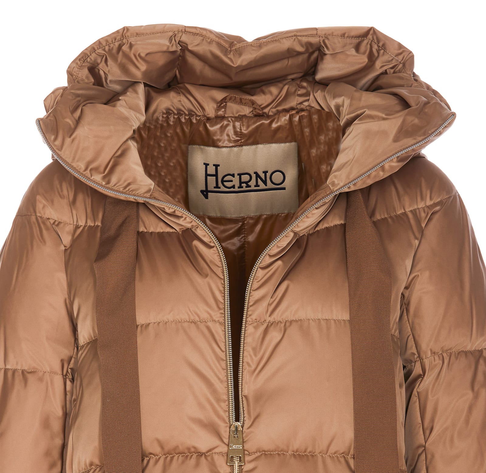 Shop Herno A-shape Down Jacket In Brown