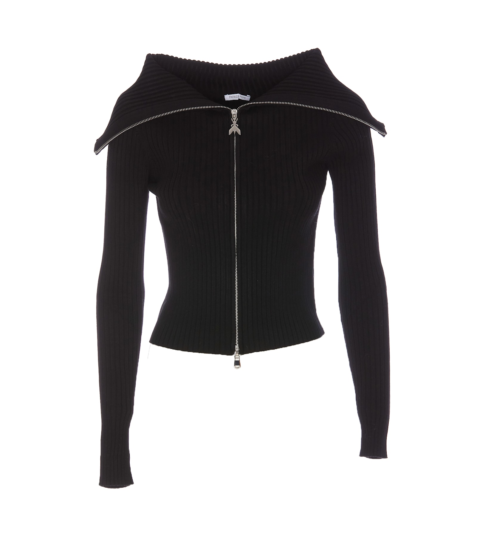 Shop Patrizia Pepe Zip Sweater In Black