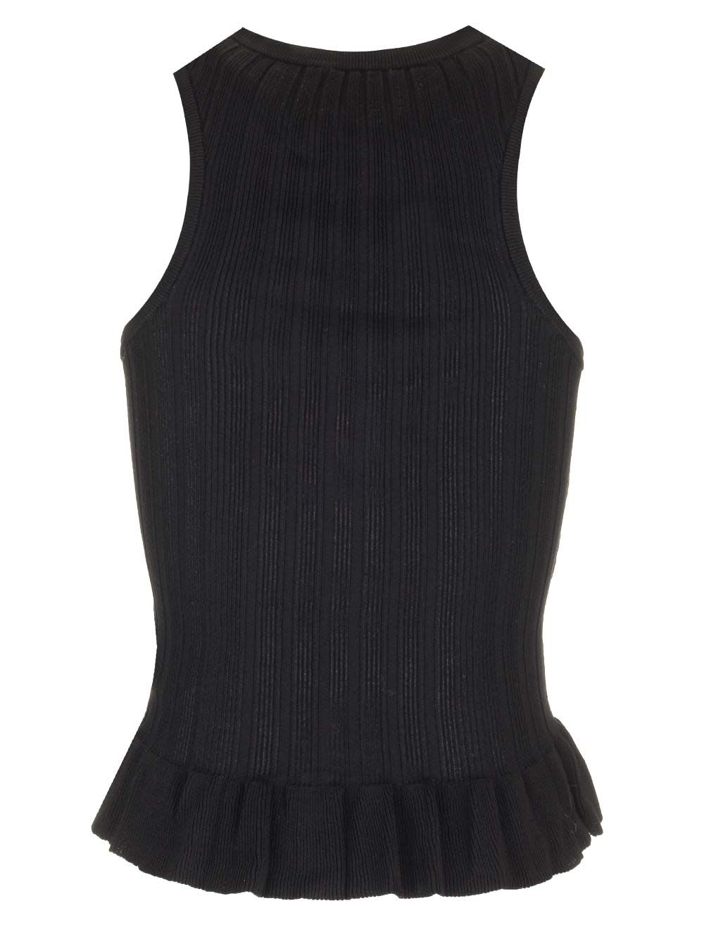 Shop Ganni Ribbed Tank Top In Black