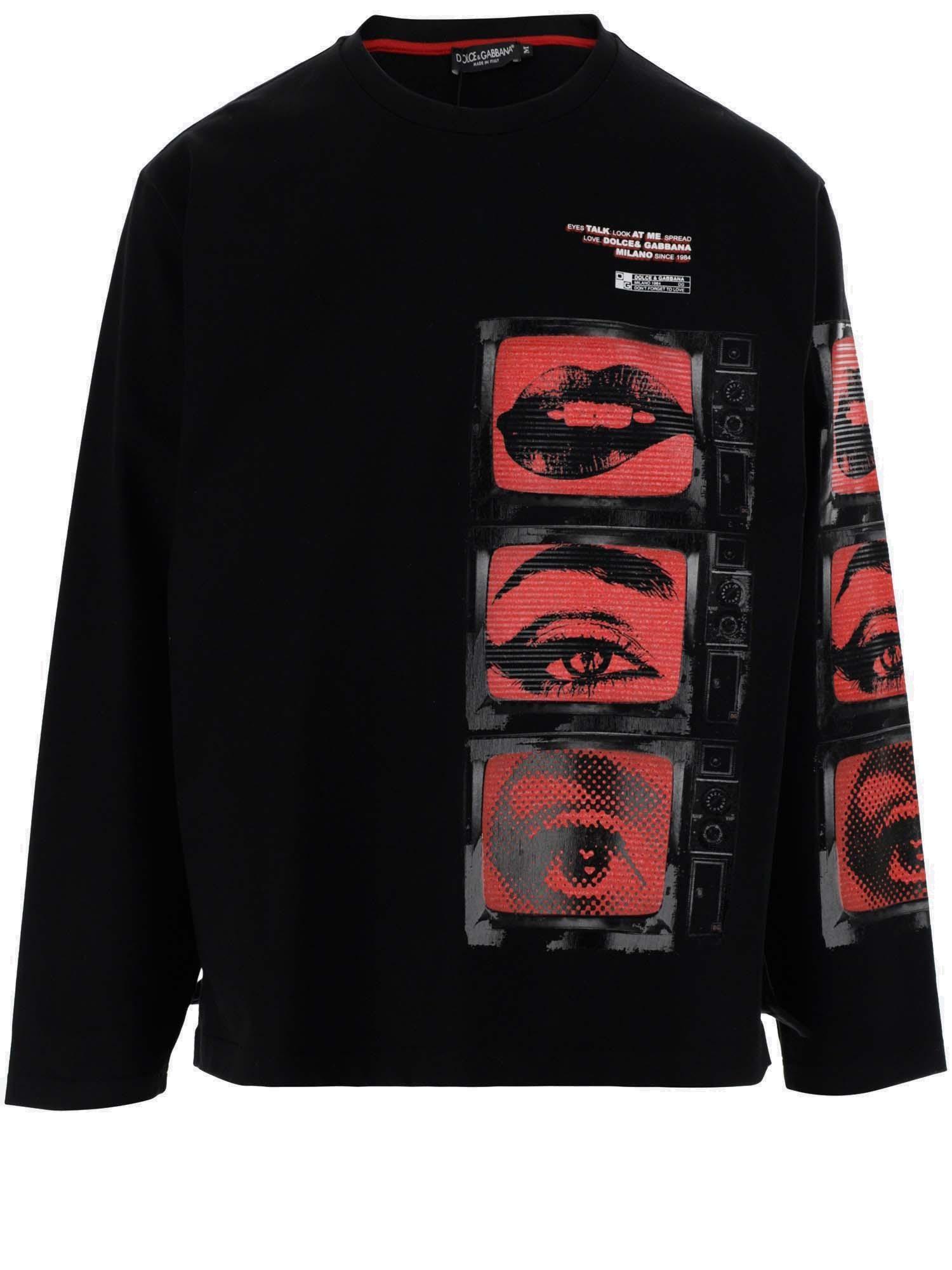 Dolce & Gabbana Eyes Talk Printed Crewneck Sweatshirt