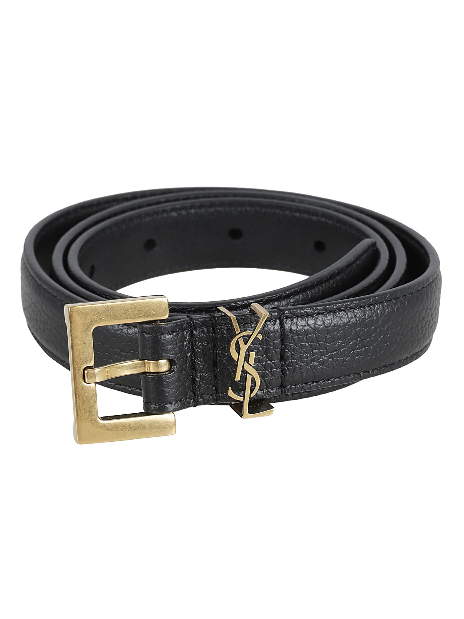 Saint Laurent Ysl Logo Belt In Black