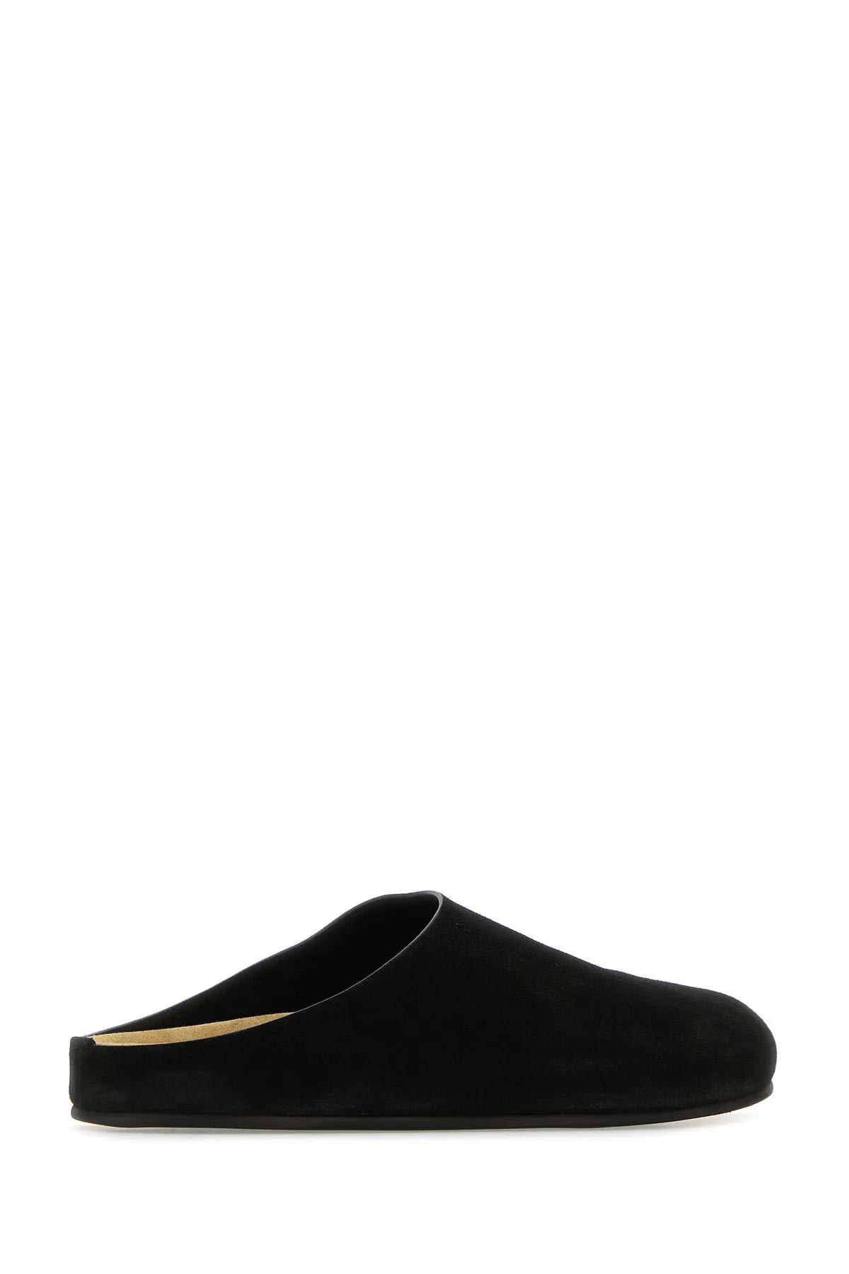 Shop The Row Black Suede Hugo Slippers