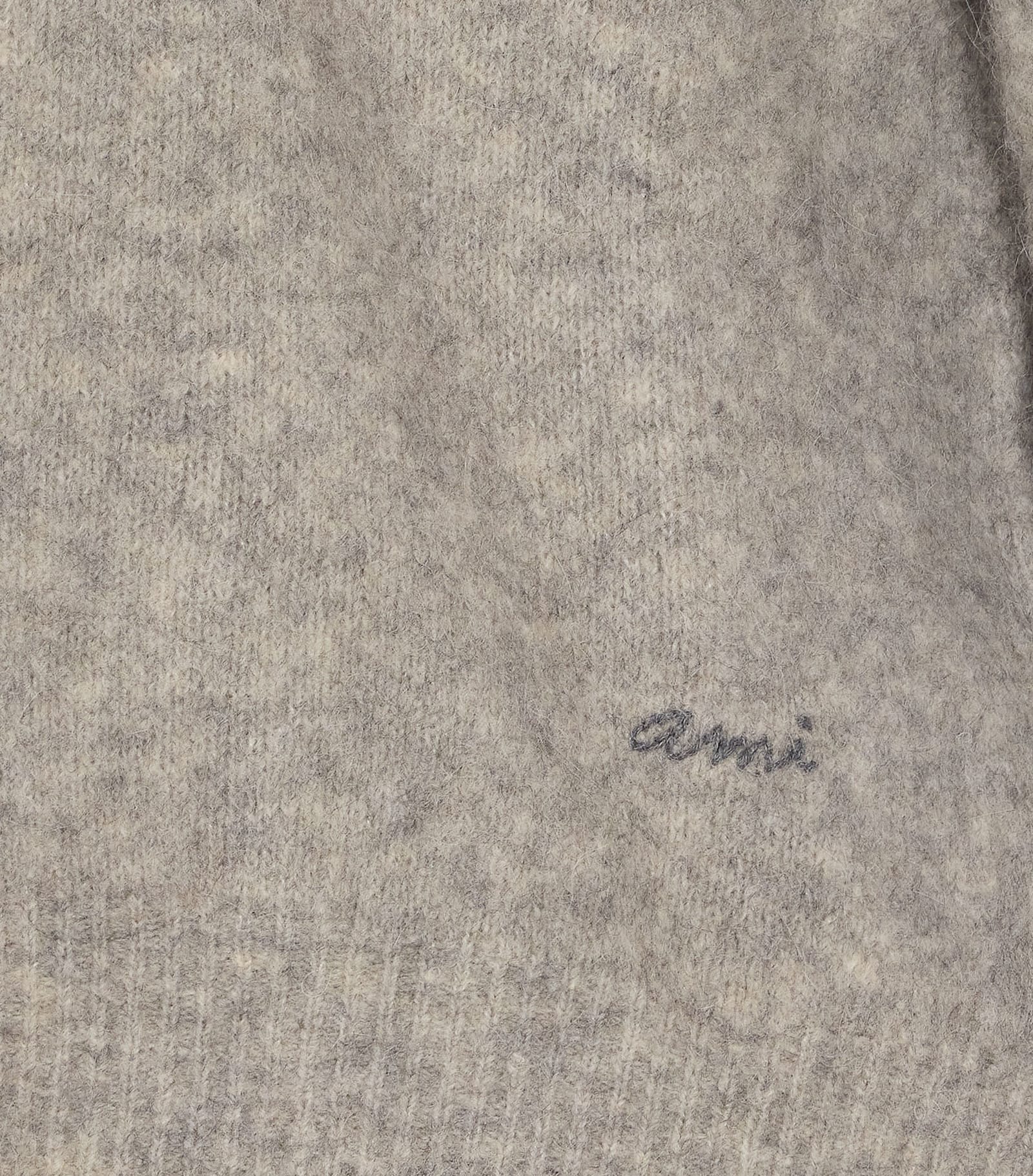Ami Alexandre Mattiussi Grey Crew Neck Sweater With Lettering Logo In Alpaca And Wool Blend Woman In Gray