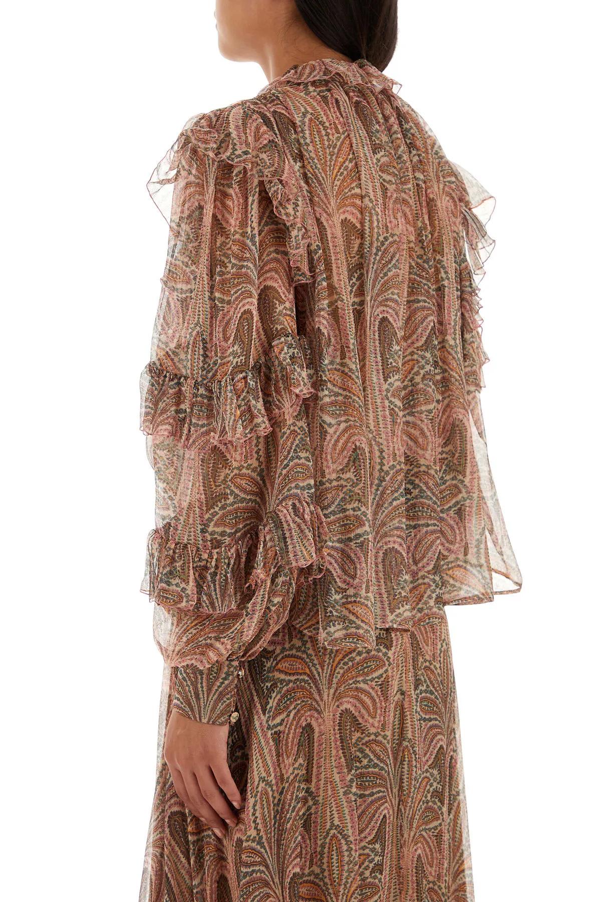Shop Etro Printed Crepe Blouse In Powder