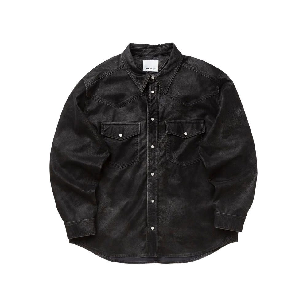 Isabel Marant Vintage Eco Leather Long Sleeve Shirt In Black