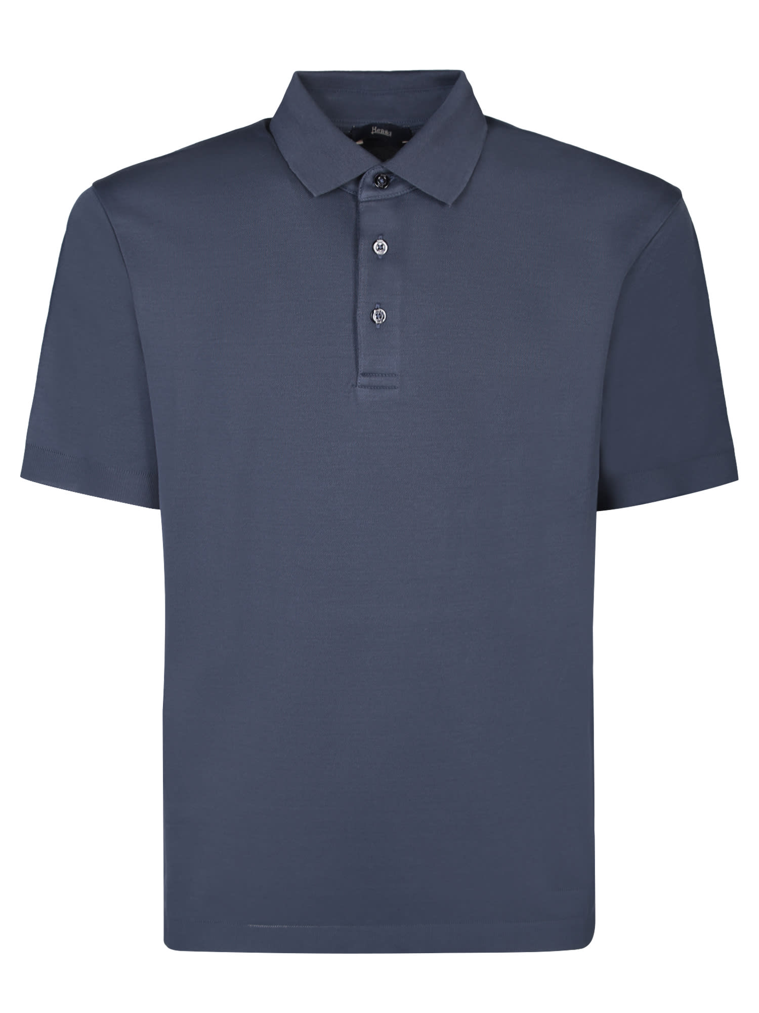 Shop Herno Tricot Blue Polo Shirt