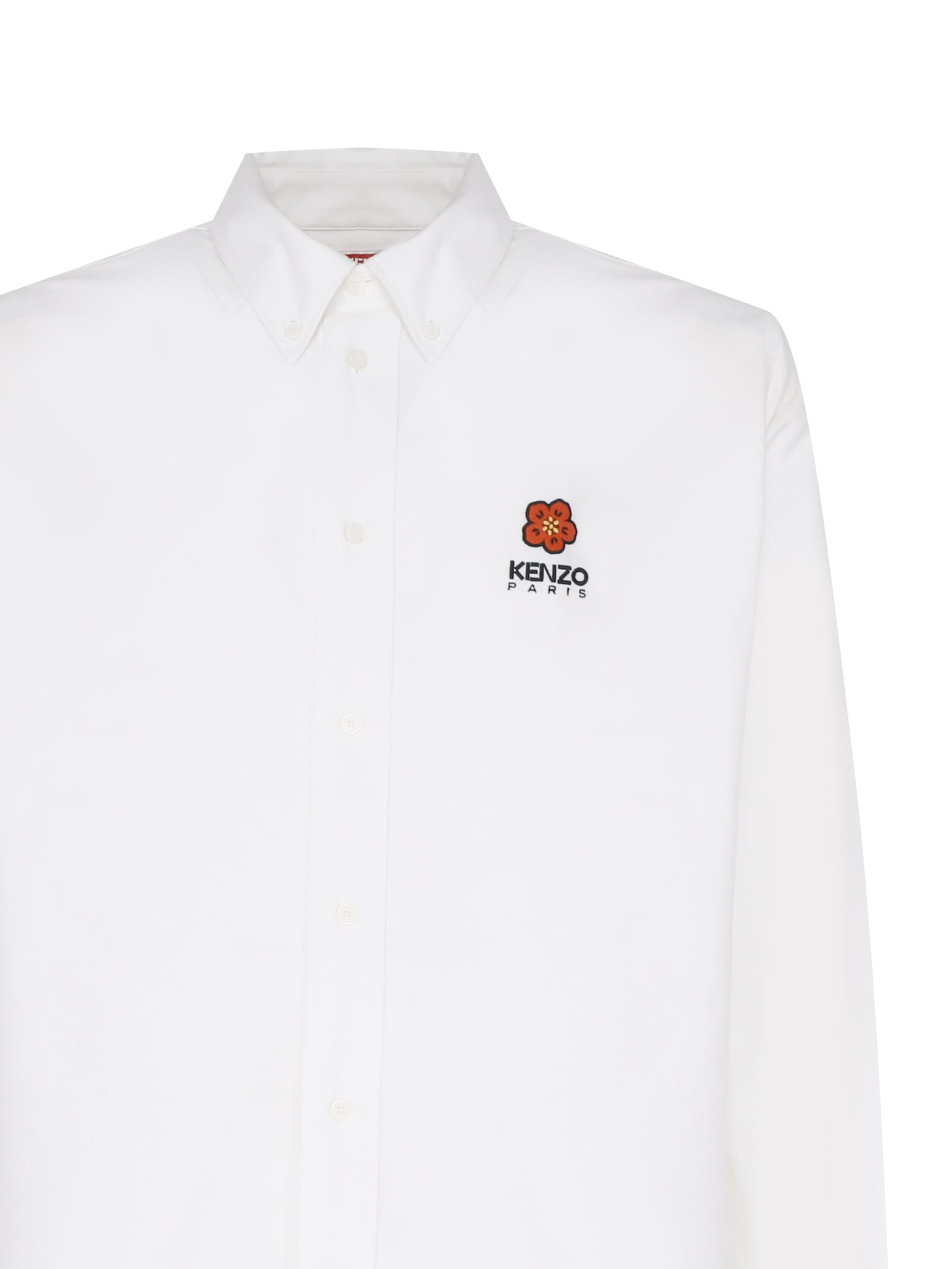 Shop Kenzo Sakura Flower Logo Shirt In White