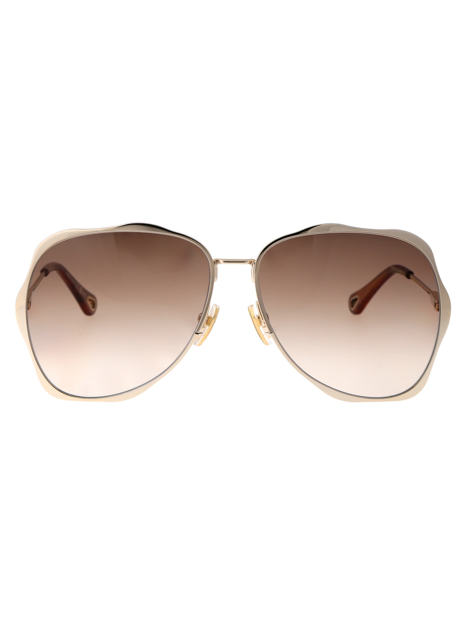 Shop Chloé Ch0177s Sunglasses In 002 Gold Gold Brown