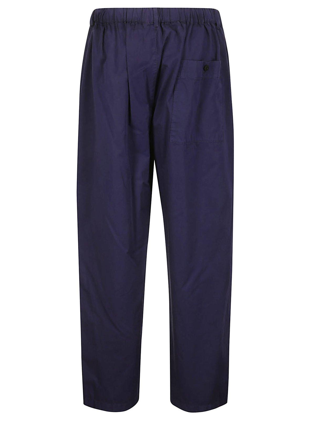 Shop Lemaire Elasticated Waistband Cropped Leg Pants In Blue
