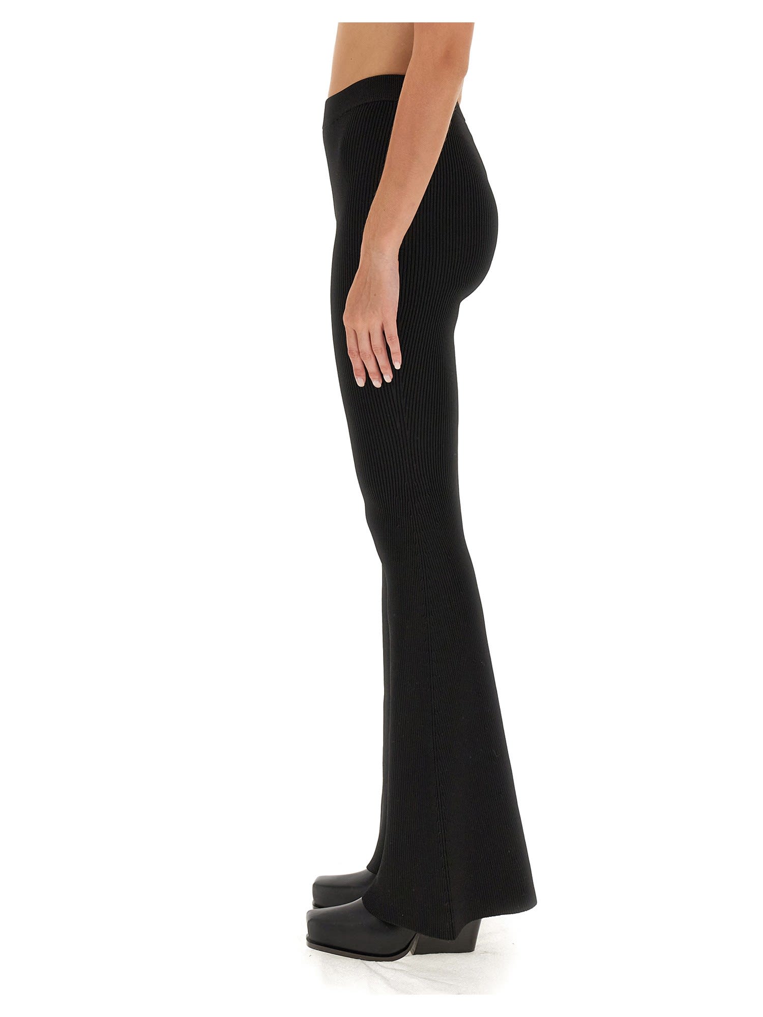 Stella Mccartney Woven-knit Flared-leg Trousers In Black