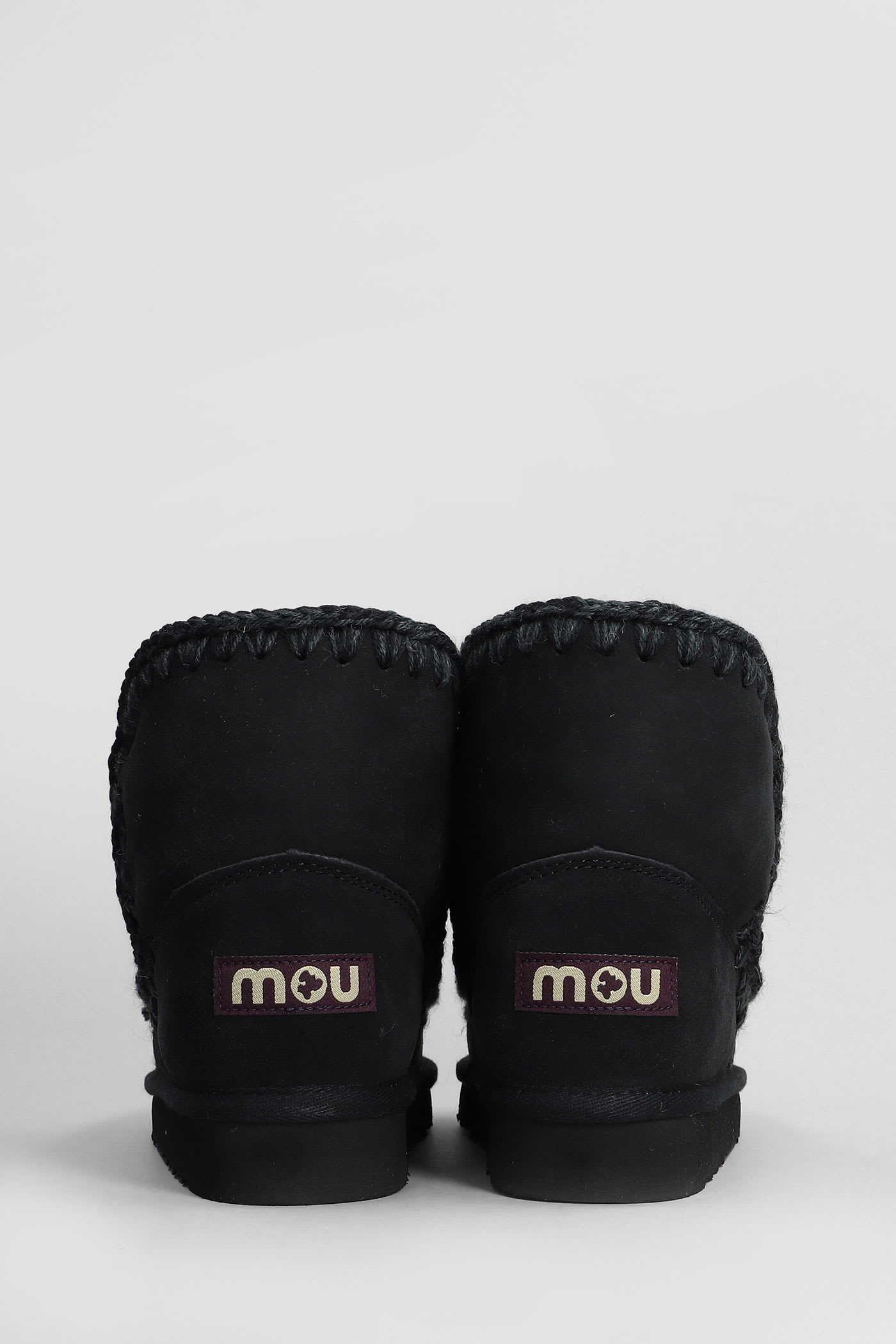 Mou Eskimo 18 Scoubidoo Low Heels Ankle Boots In Black Leather In Black