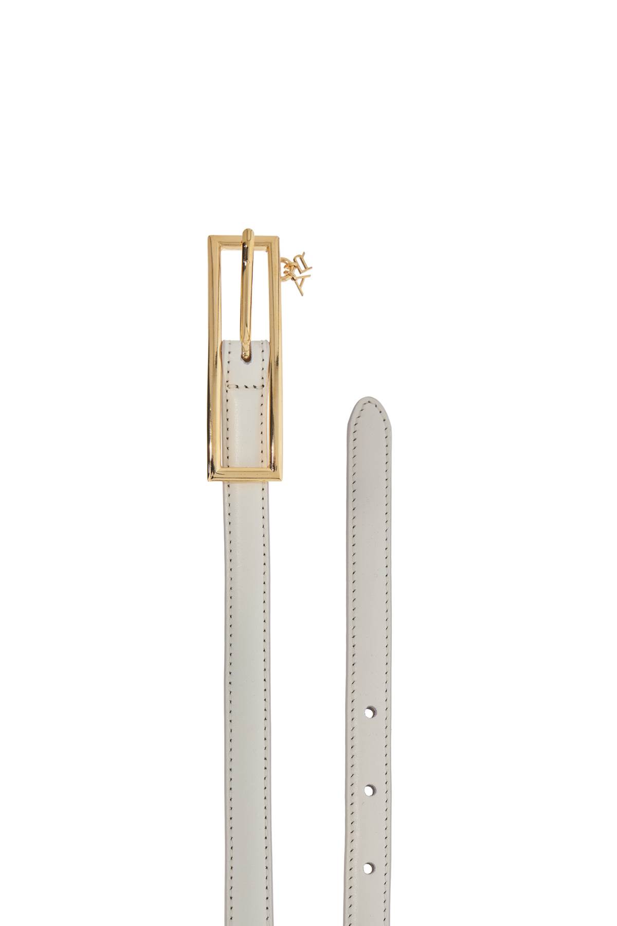 Alessandra Rich Slim White Leather Belt With Logo Charm 1.5cm In White (white)