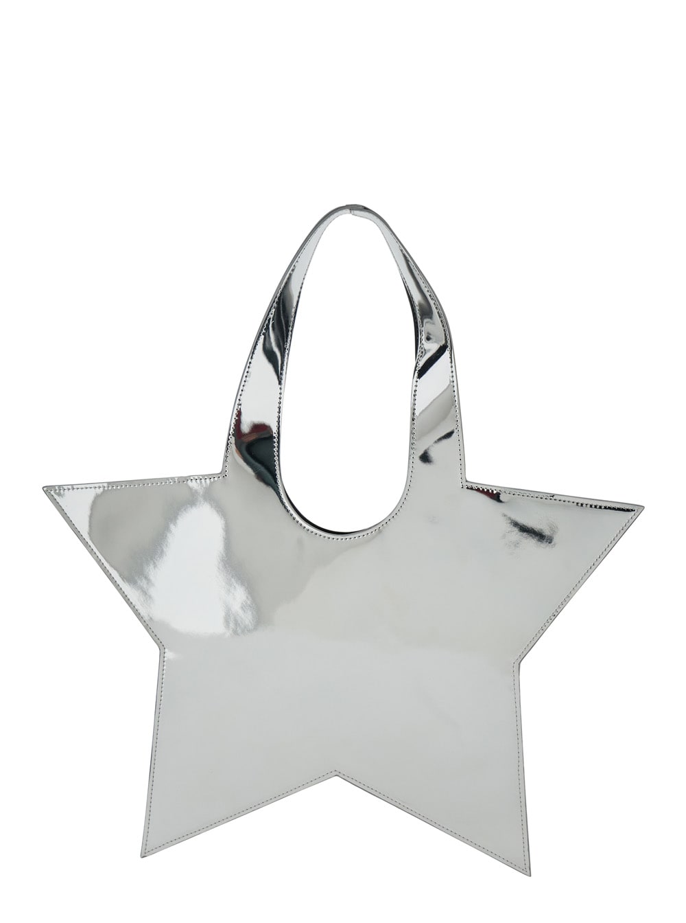 Coperni Star Metallic Mini Handbag With Embossed Logo Lettering On The Front And Mirrored Effect In Leather In Metallic