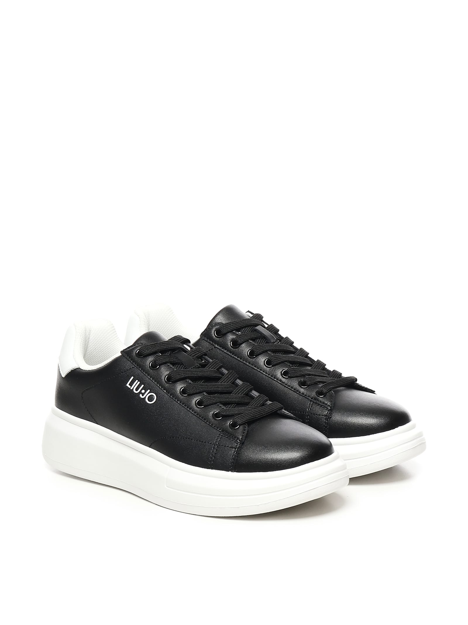 Liu •jo Leather Platform Sneakers In Black