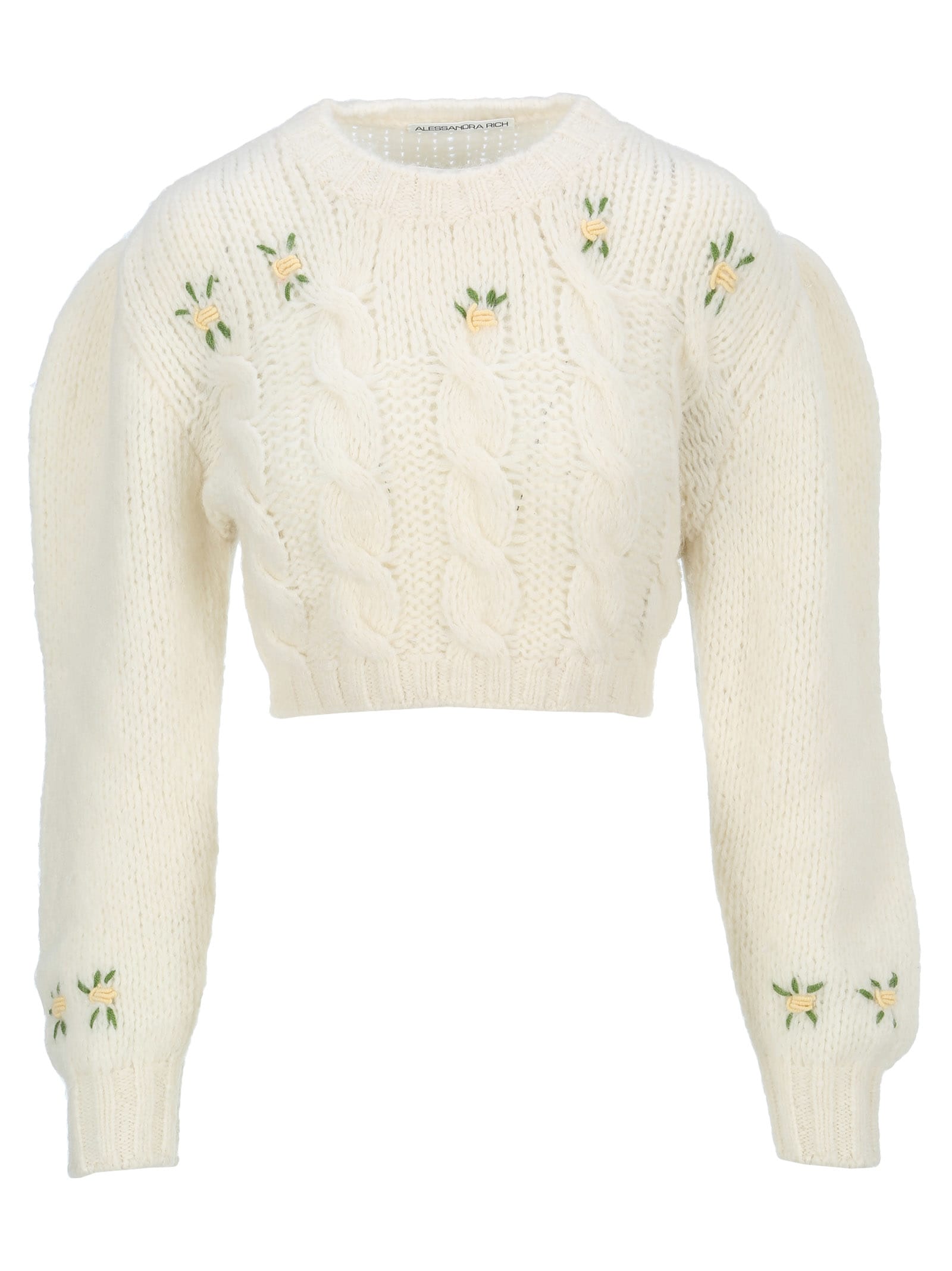 Alessandra Rich Cable Knit Jumper In White | ModeSens