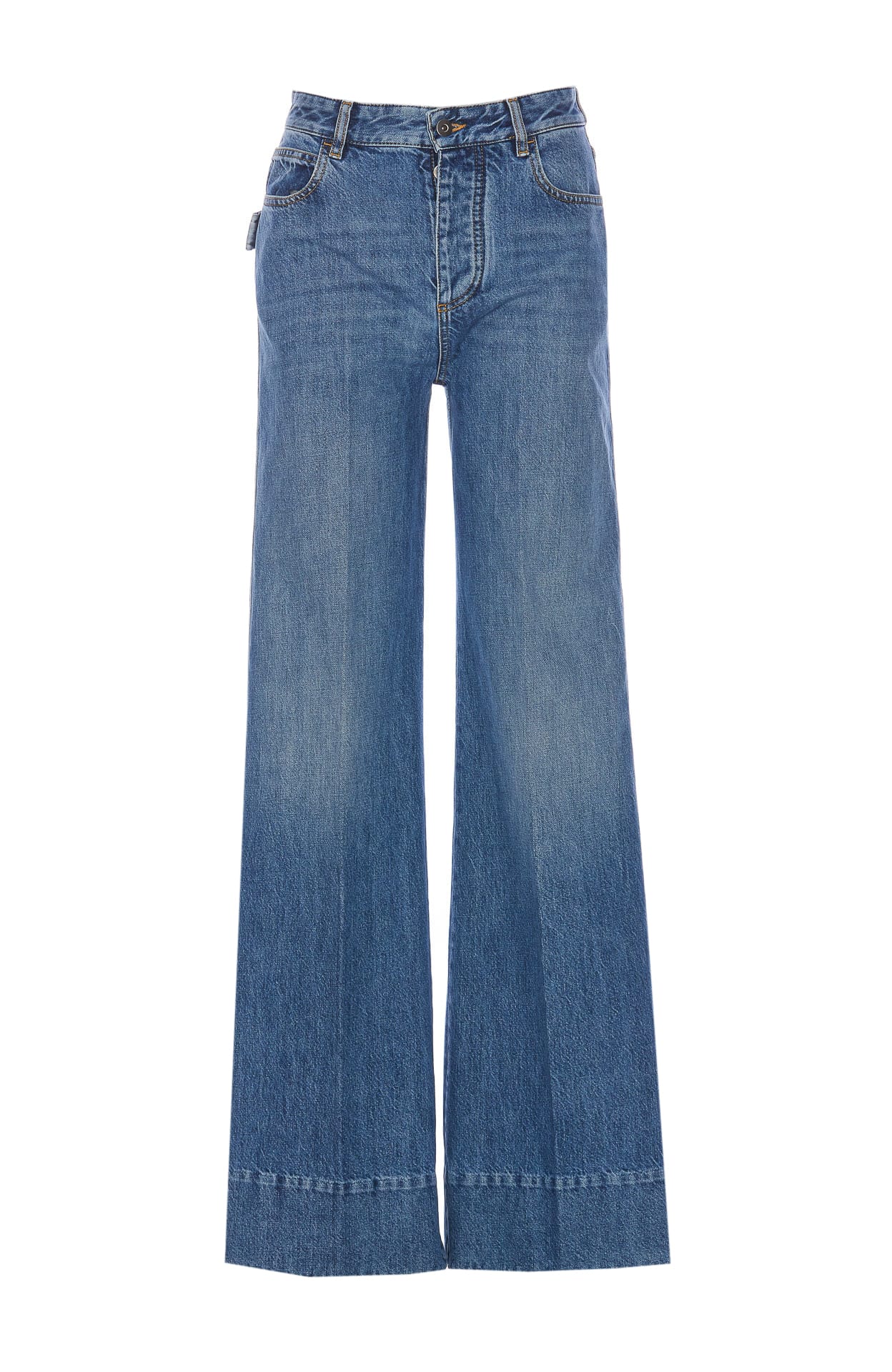 Shop Bottega Veneta Wide Denim Pants In Blue