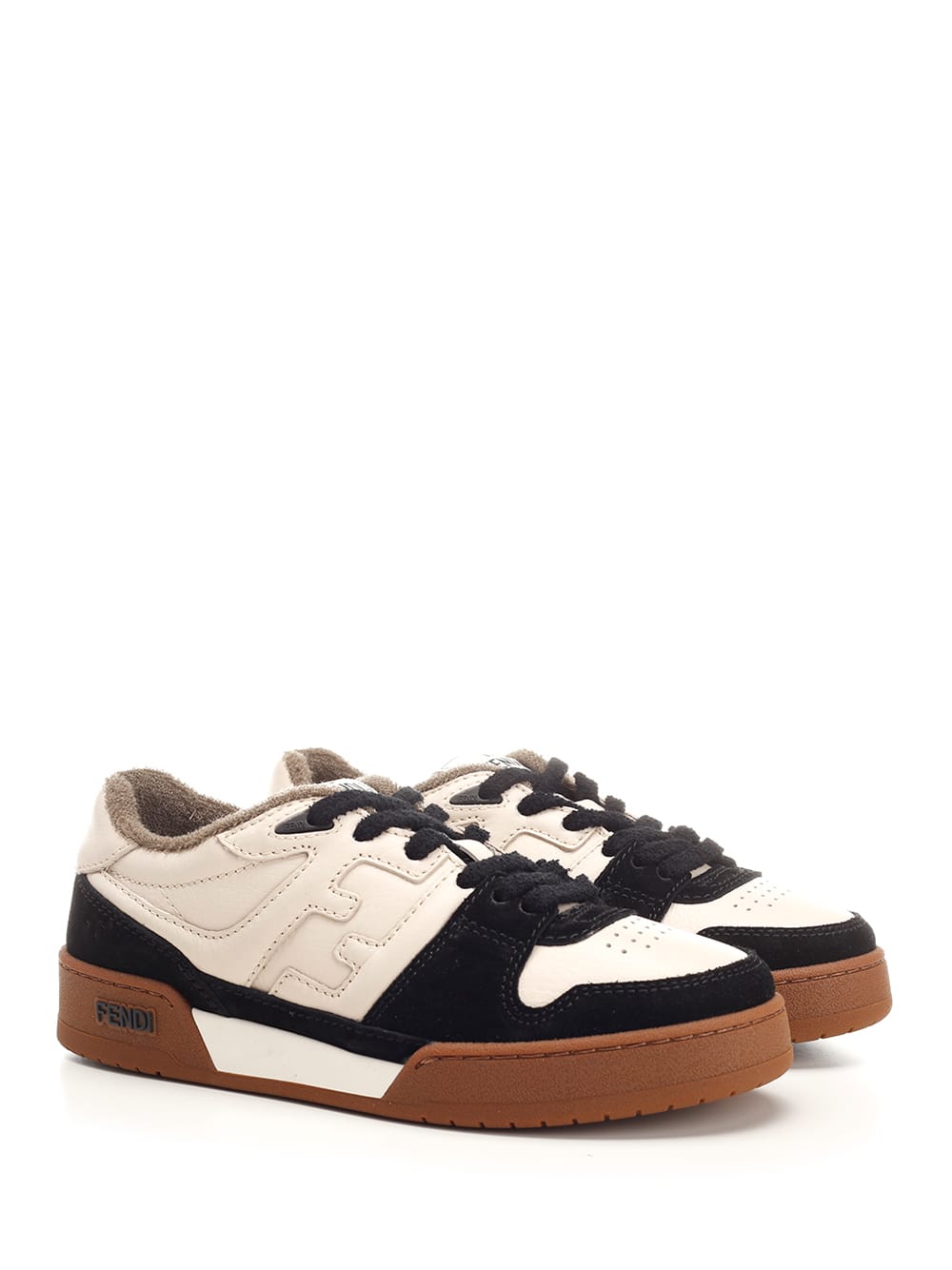 Fendi Match Leather And Suede Low Top Sneakers Shoes In Multi