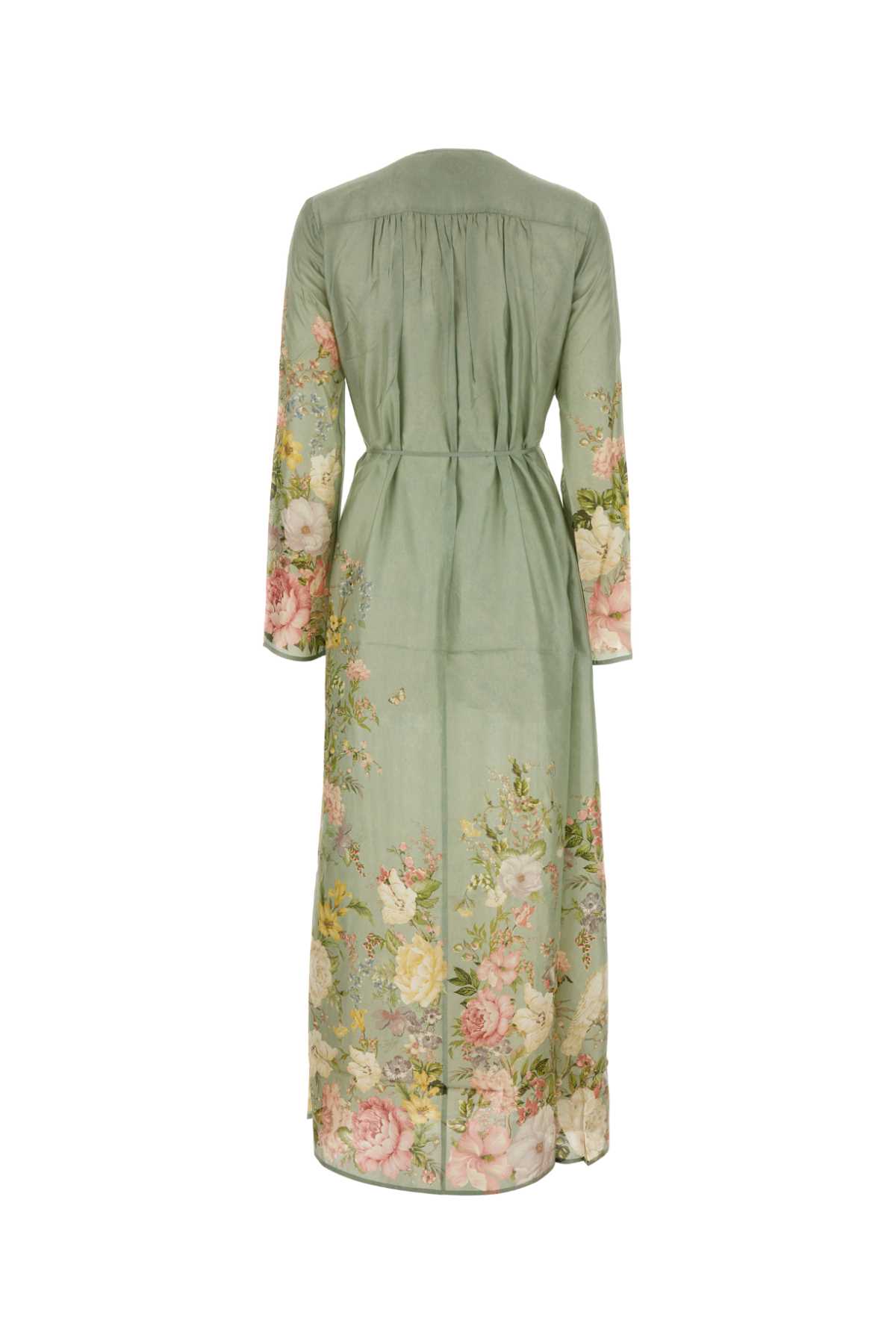 Shop Zimmermann Sage Green Silk Waverly Billow Dress In Sagefloral