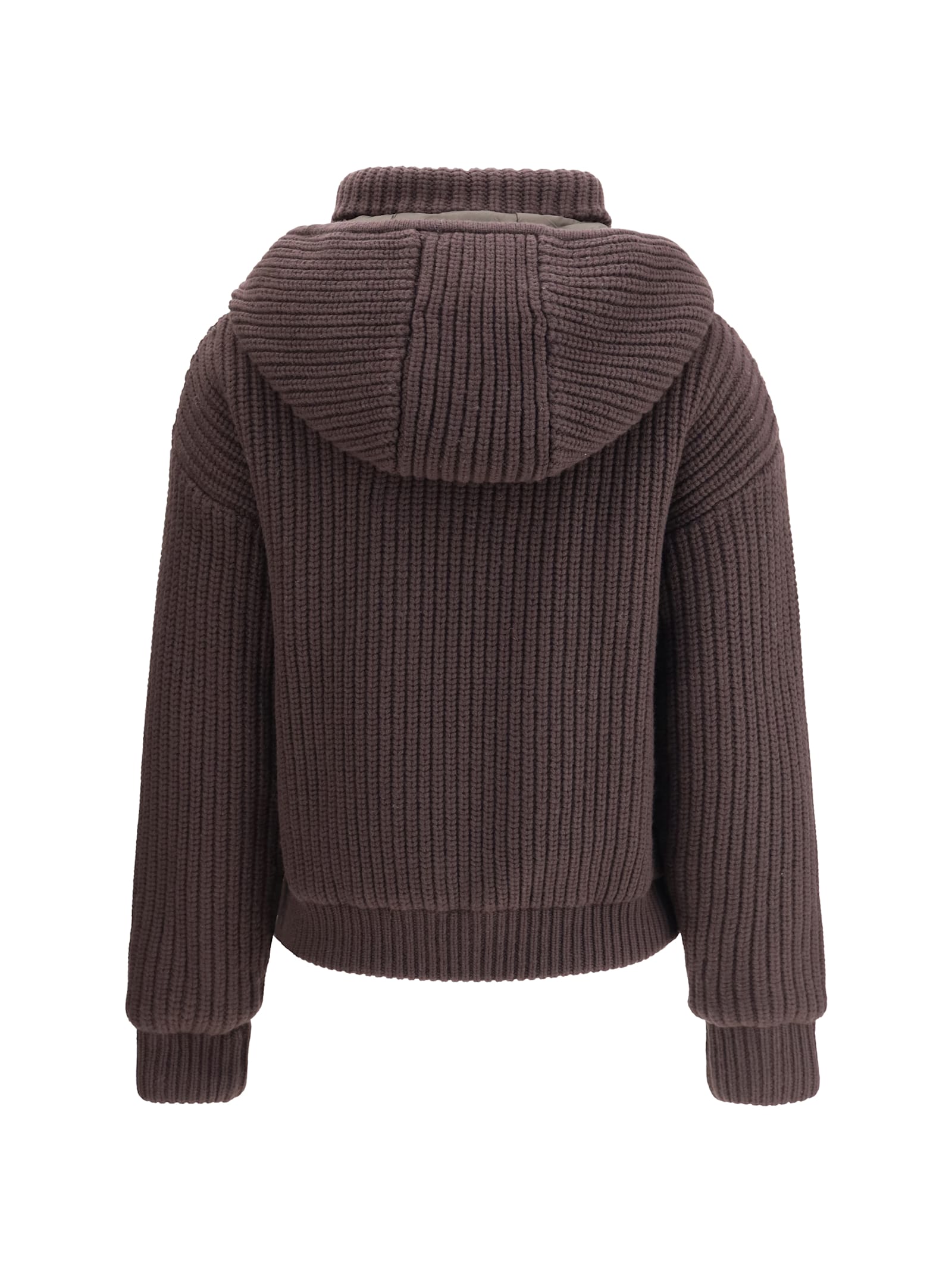 P.a.r.o.s.h P. A.r. O.s. H. Reversible Ribbed Knit Jacket With Hood In Brown