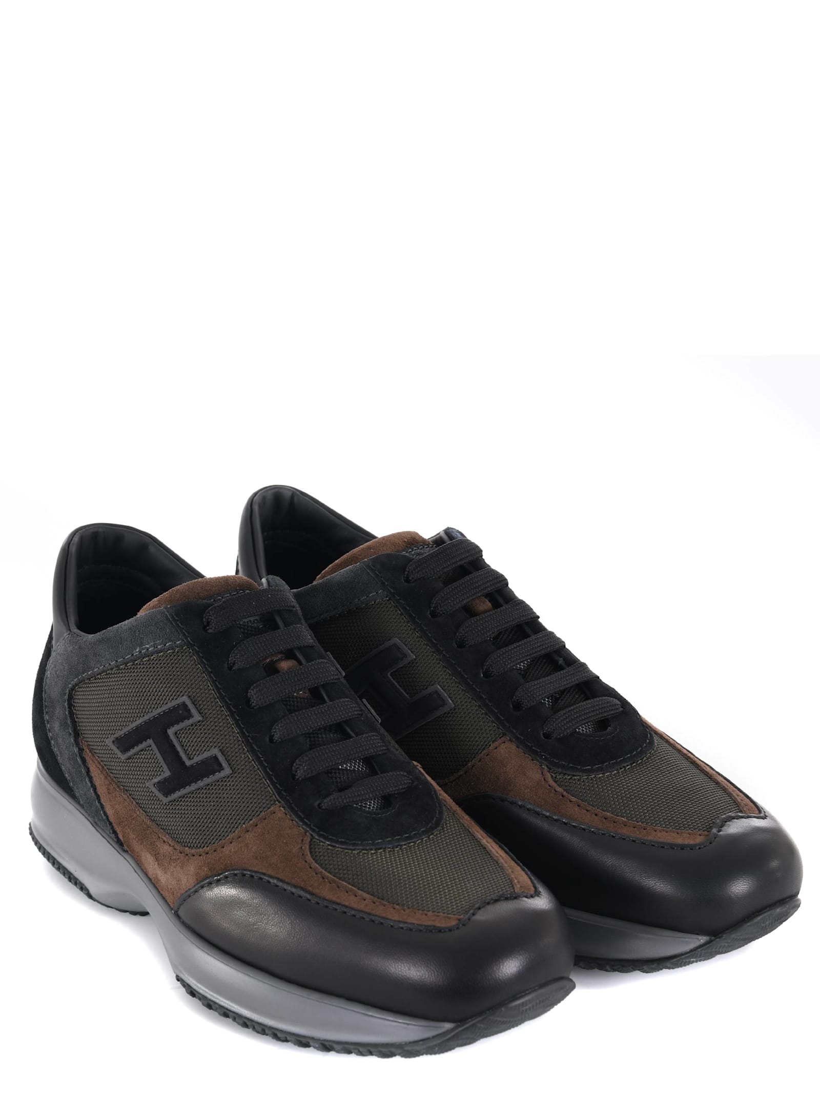 Shop Hogan Sneakers In Nero/marrone