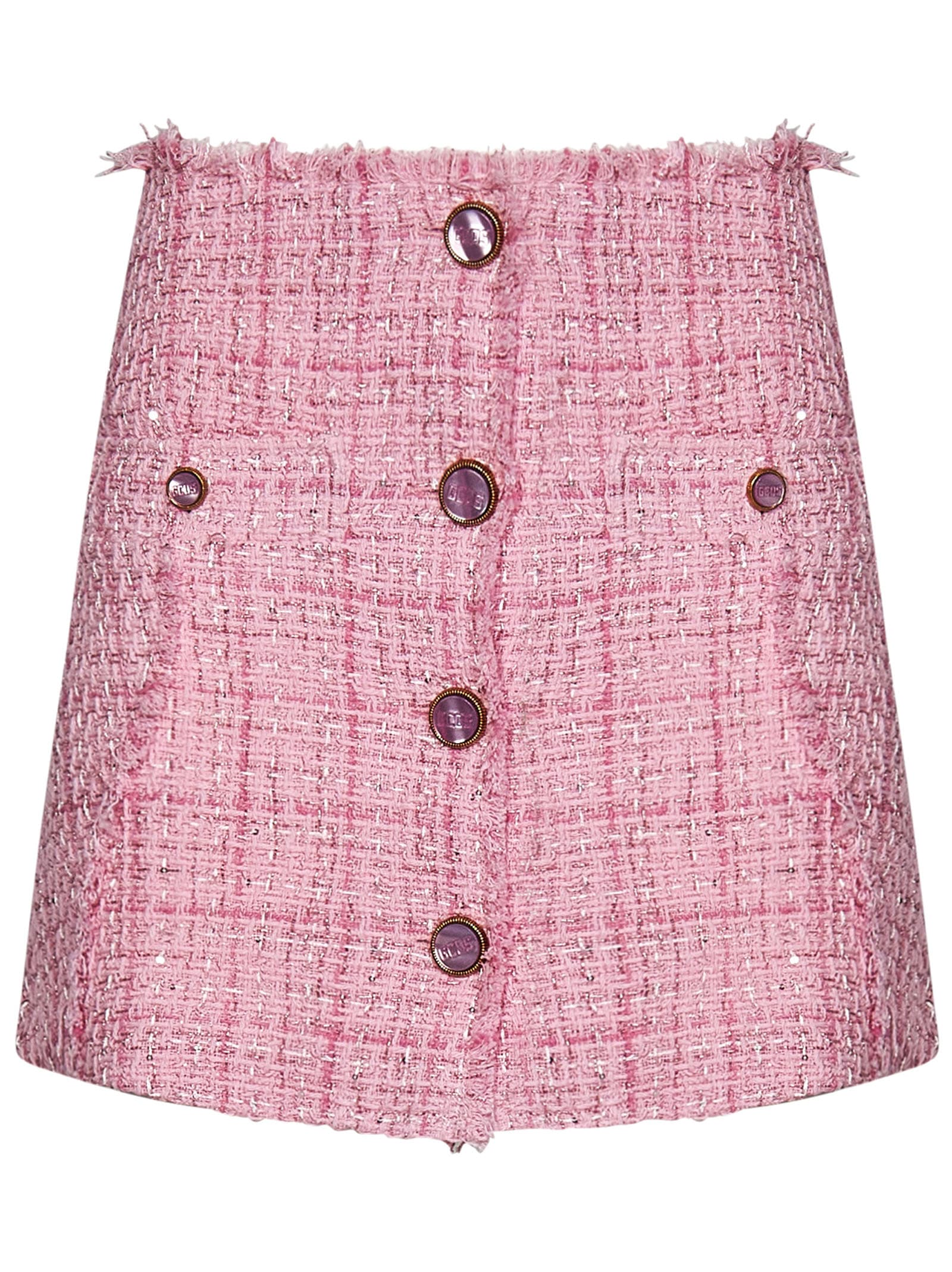 Gcds High Waist Button Detail Mini Skirt In Pink