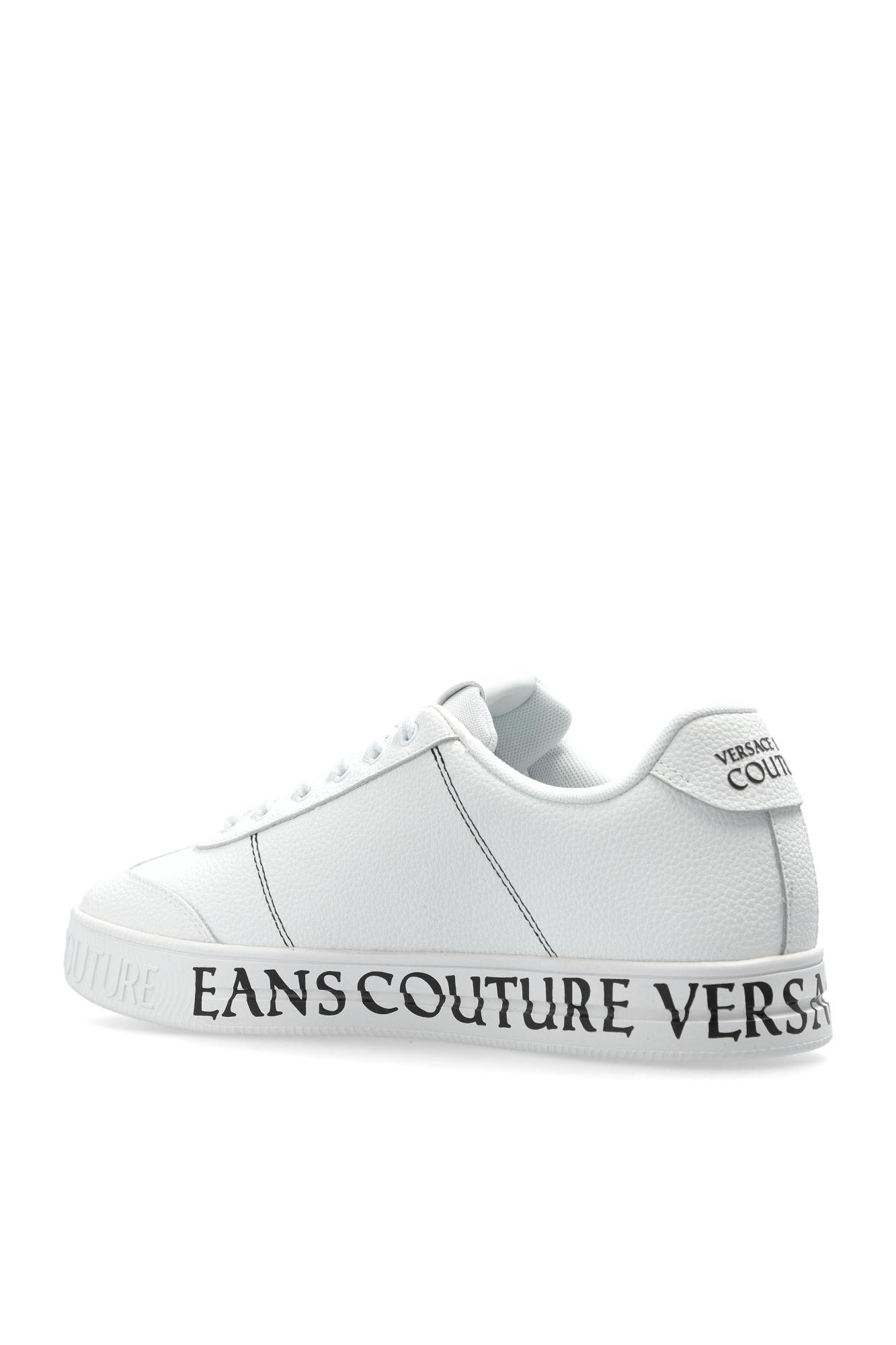 Versace Jeans Couture White Logo Leather Sneaker In Multi