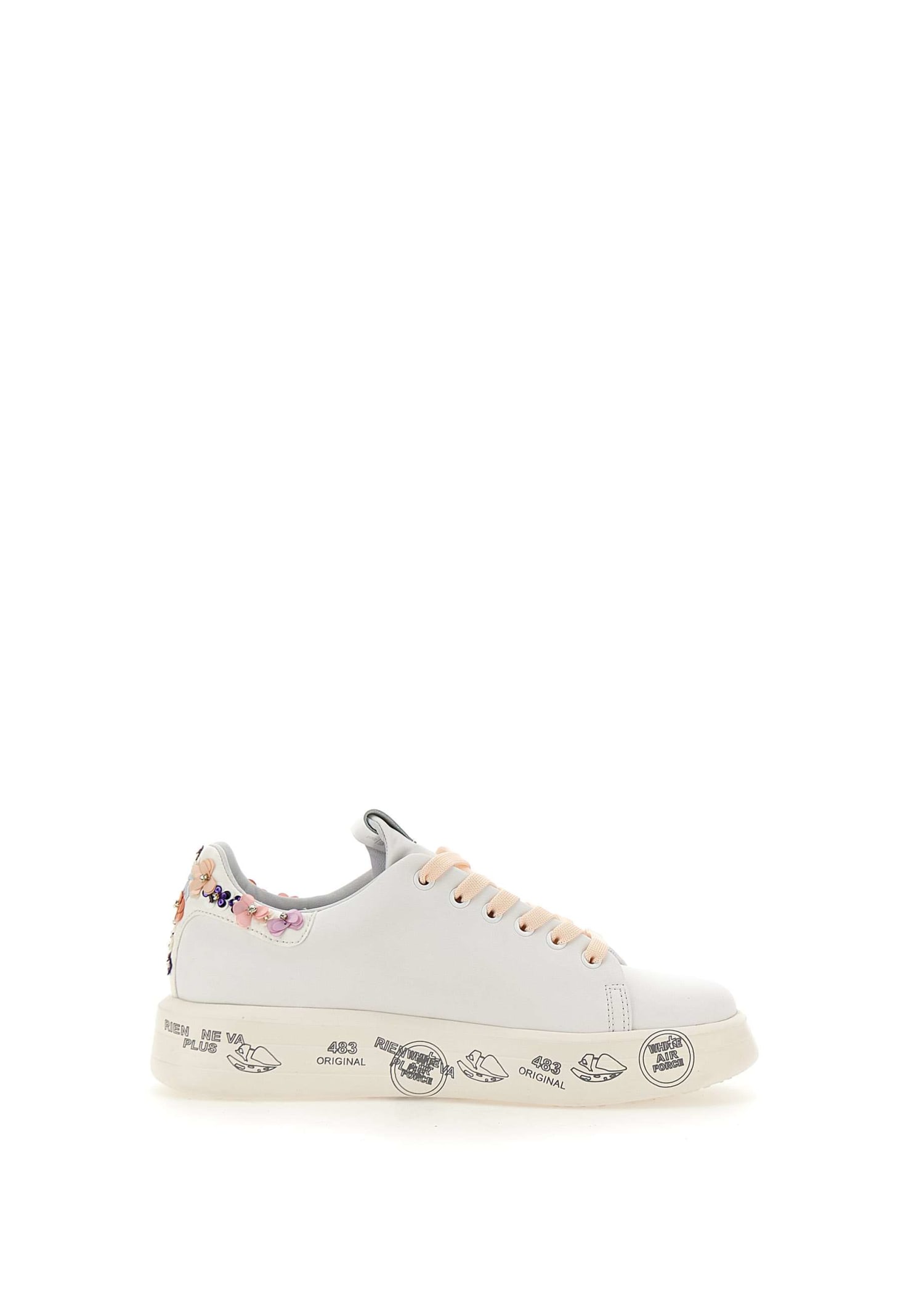 Shop Premiata Belle6709 Leather Sneakers In White/pink