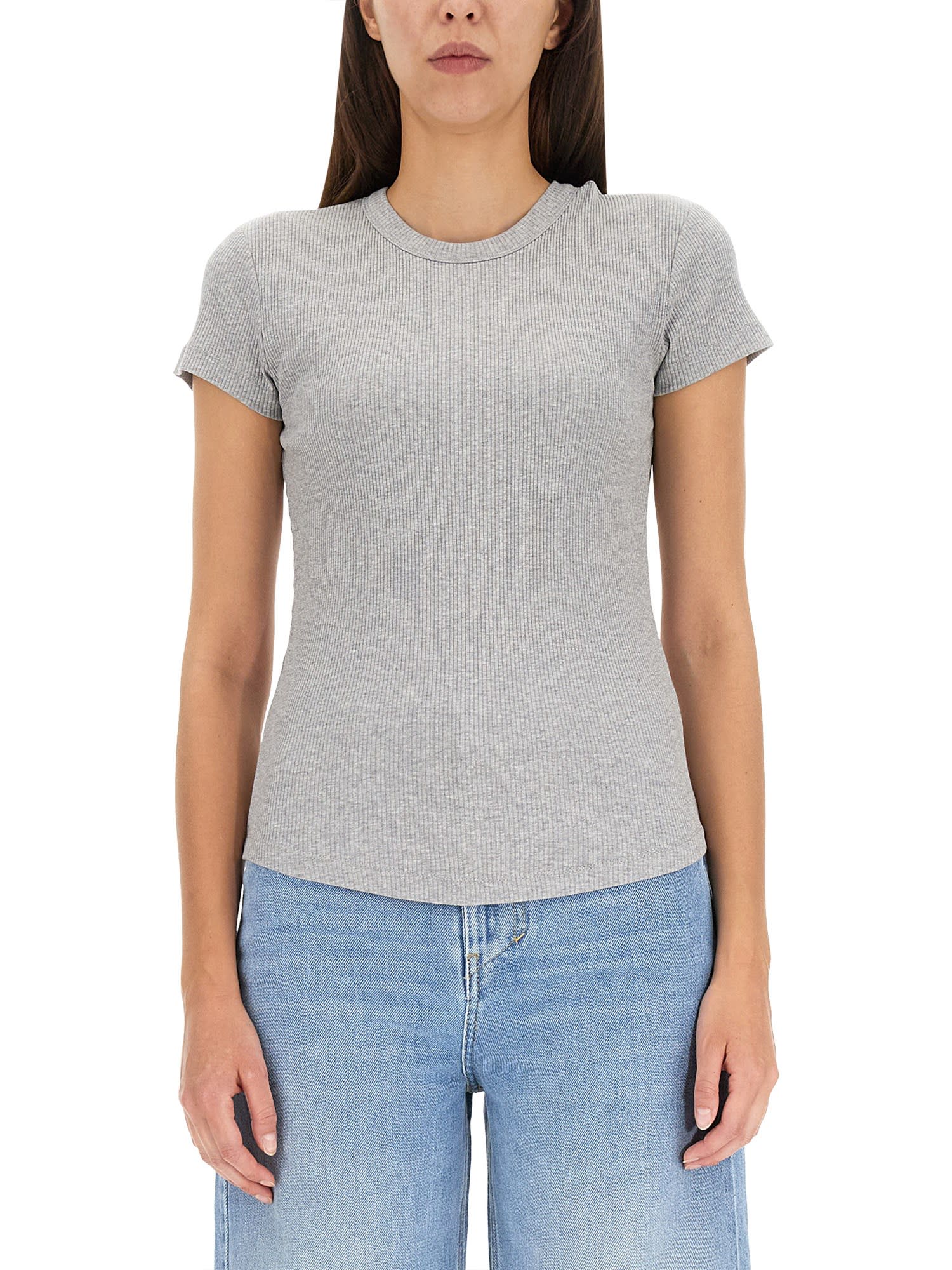 Isabel Marant Slim Fit Fine Ribbed Top In Grigio