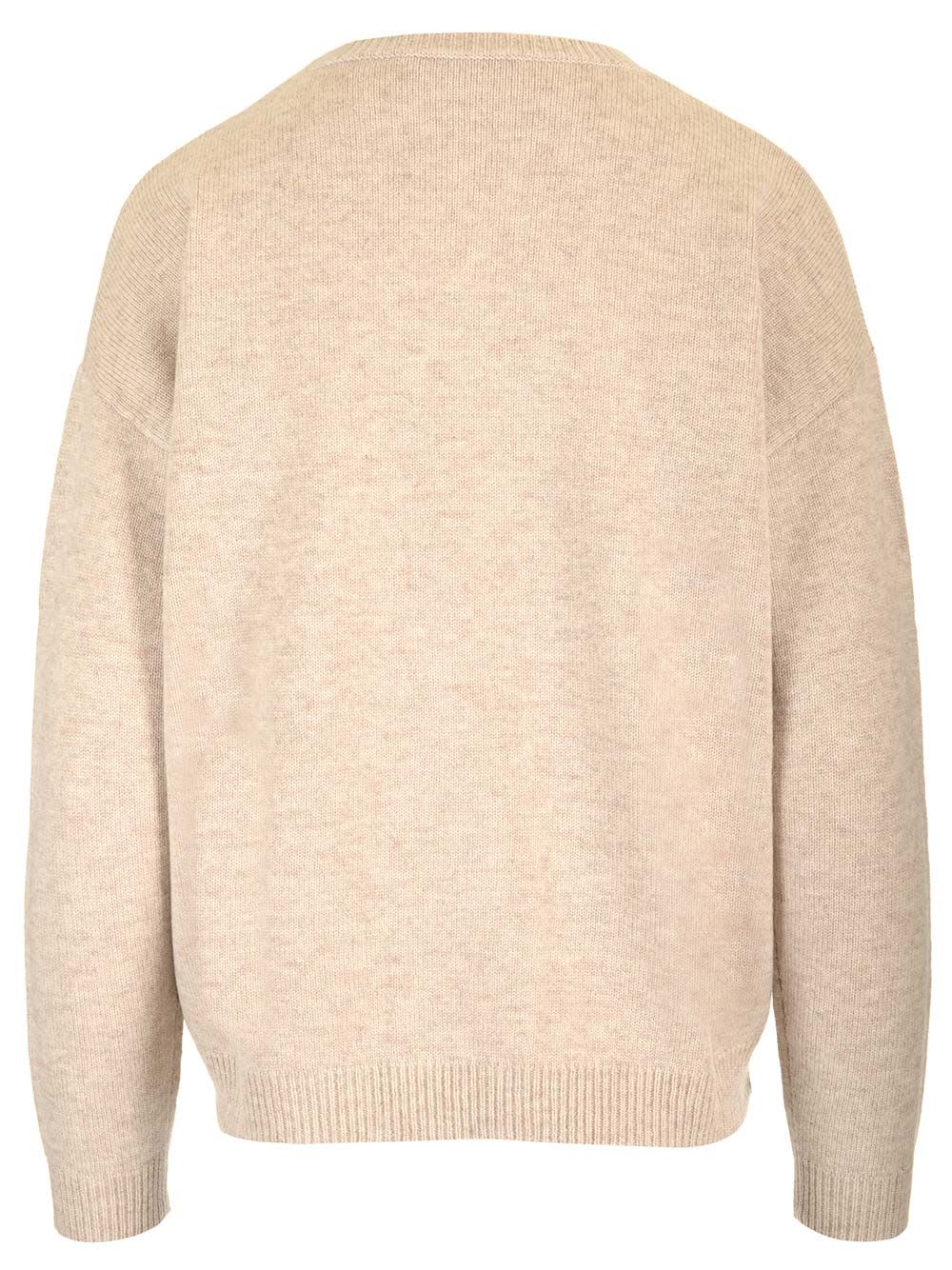 Max Mara Crew Neck Wool Blend Quota Sweater In Brown