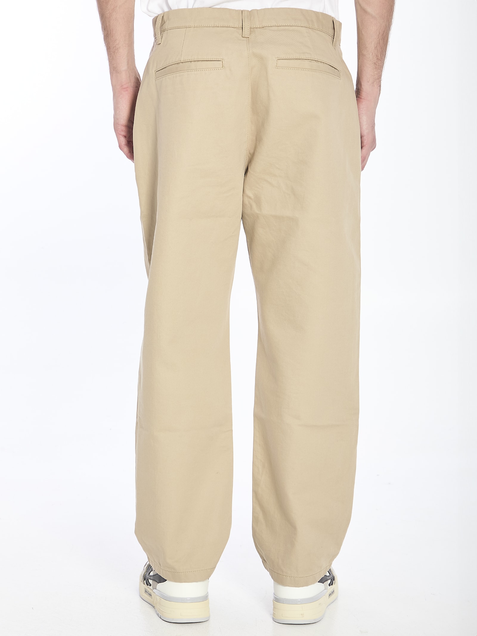 Shop Palm Angels Chino Pants With Logo In Beige